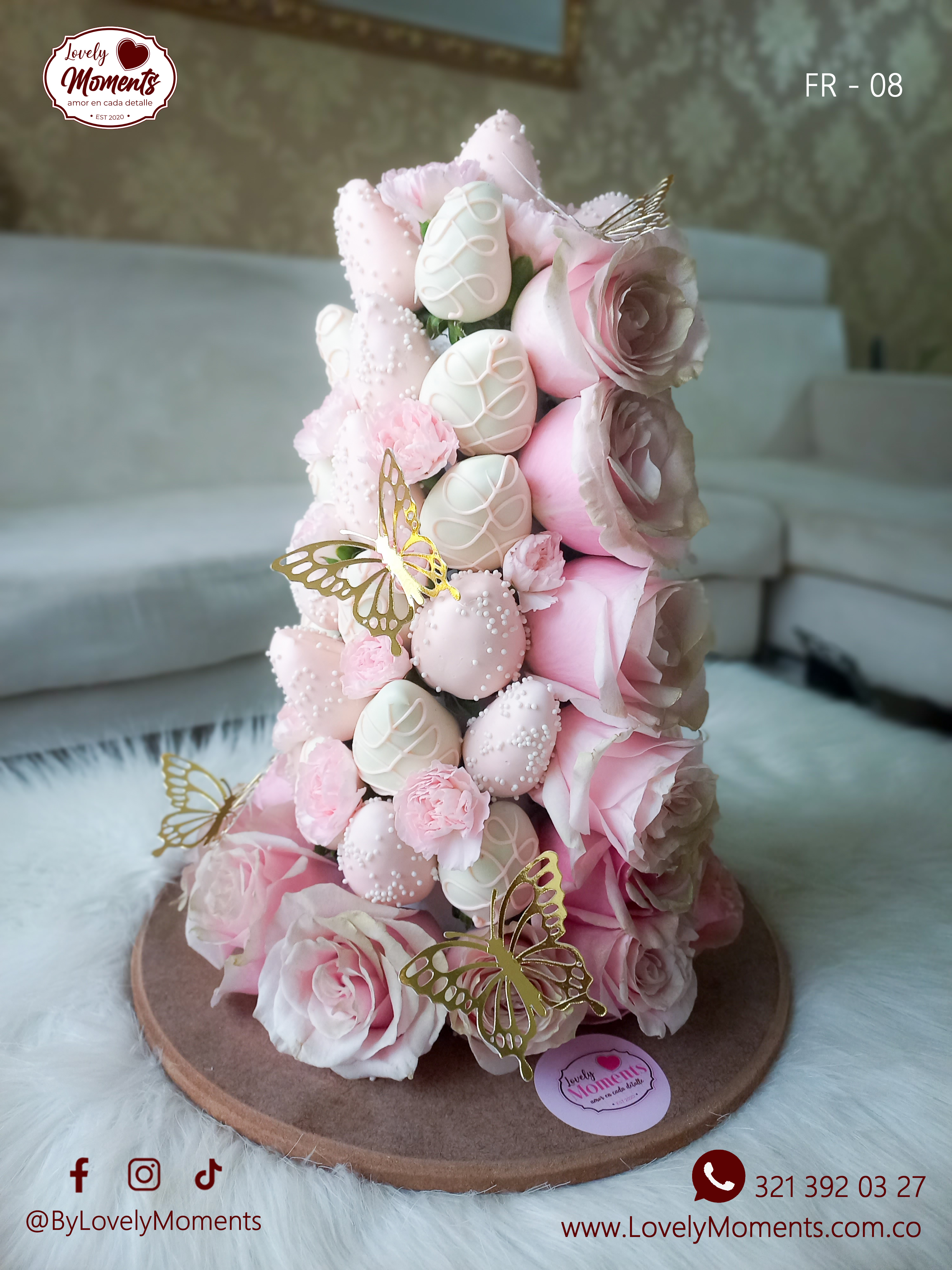 Torre Lovely de Fresas recubiertas con chocolate | Decoración Pereira