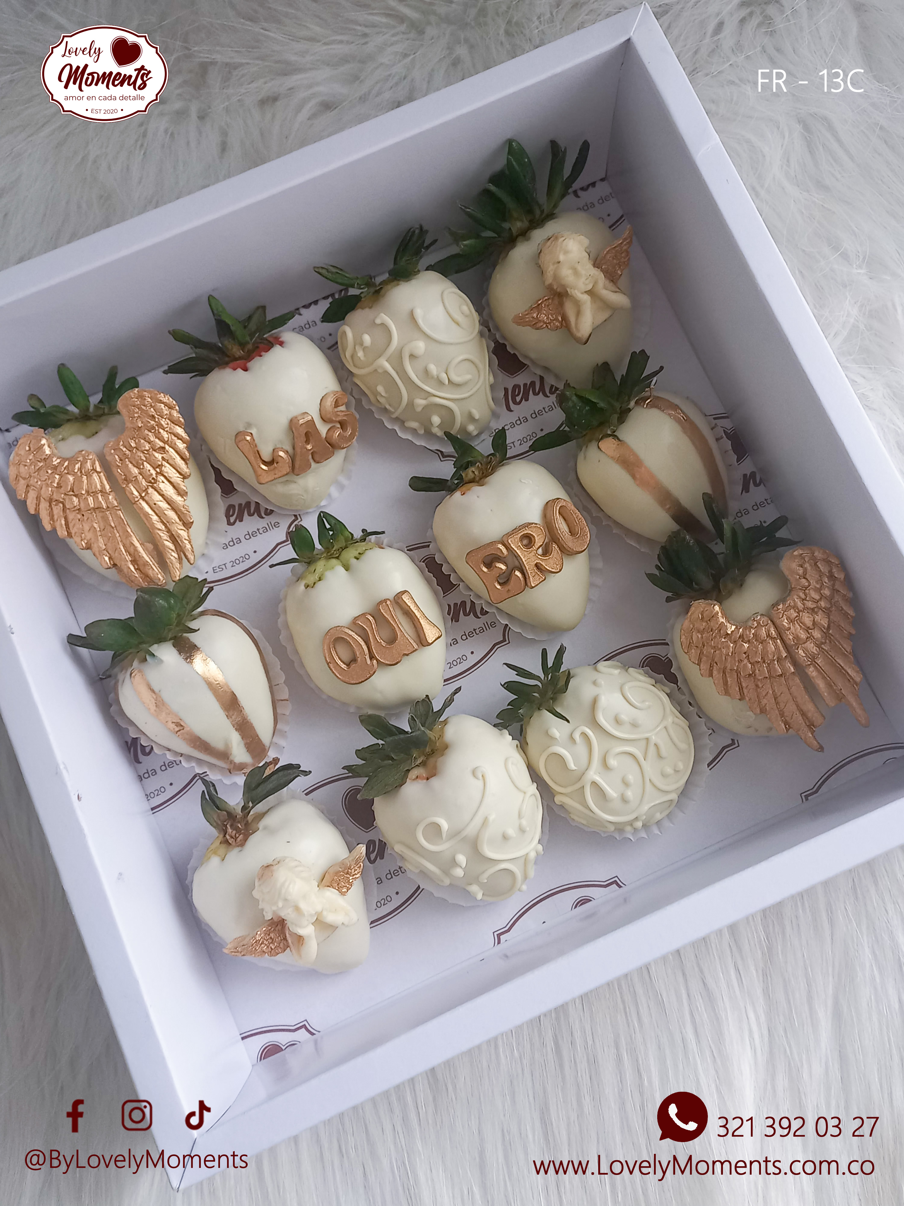 Caja Susurro de 12 fresas recubiertas con chocolate | Regalos Pereira