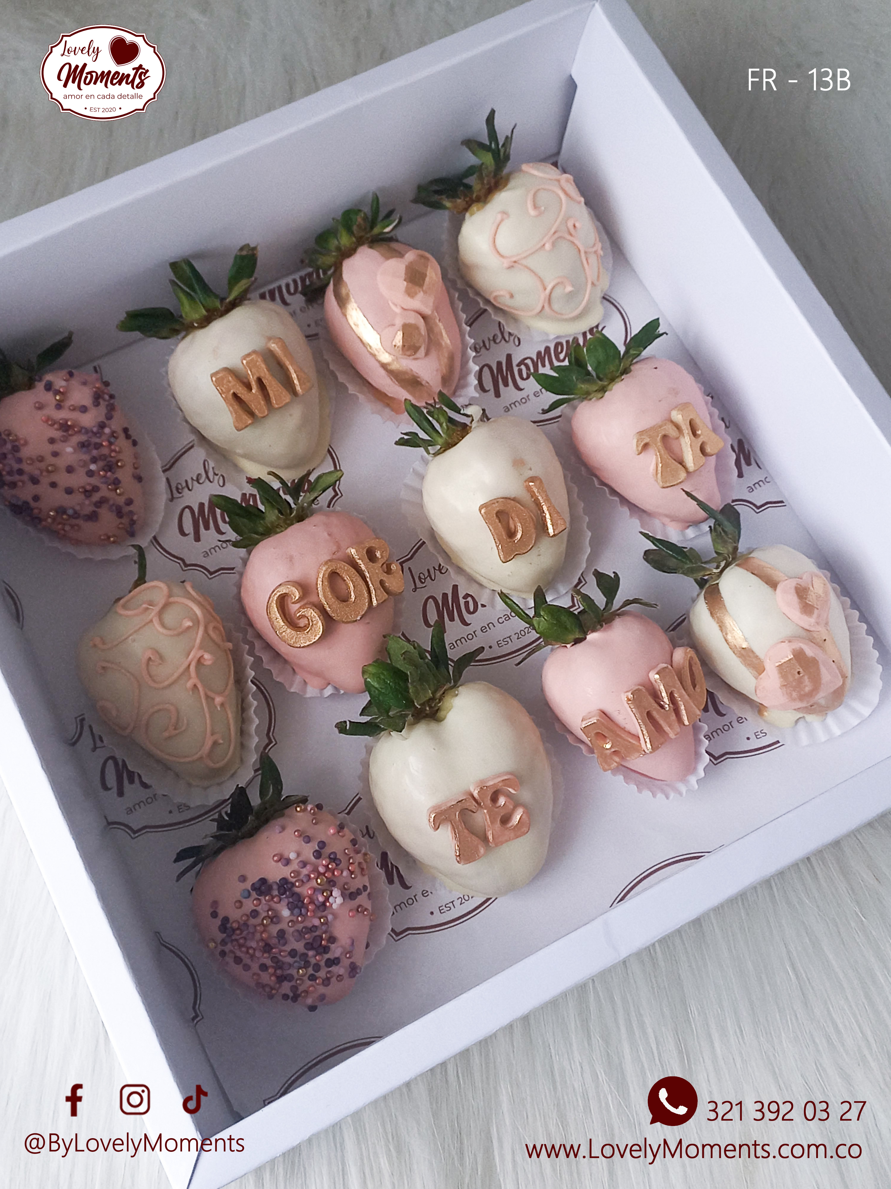 Caja Susurro de 12 fresas recubiertas con chocolate | Regalos Pereira