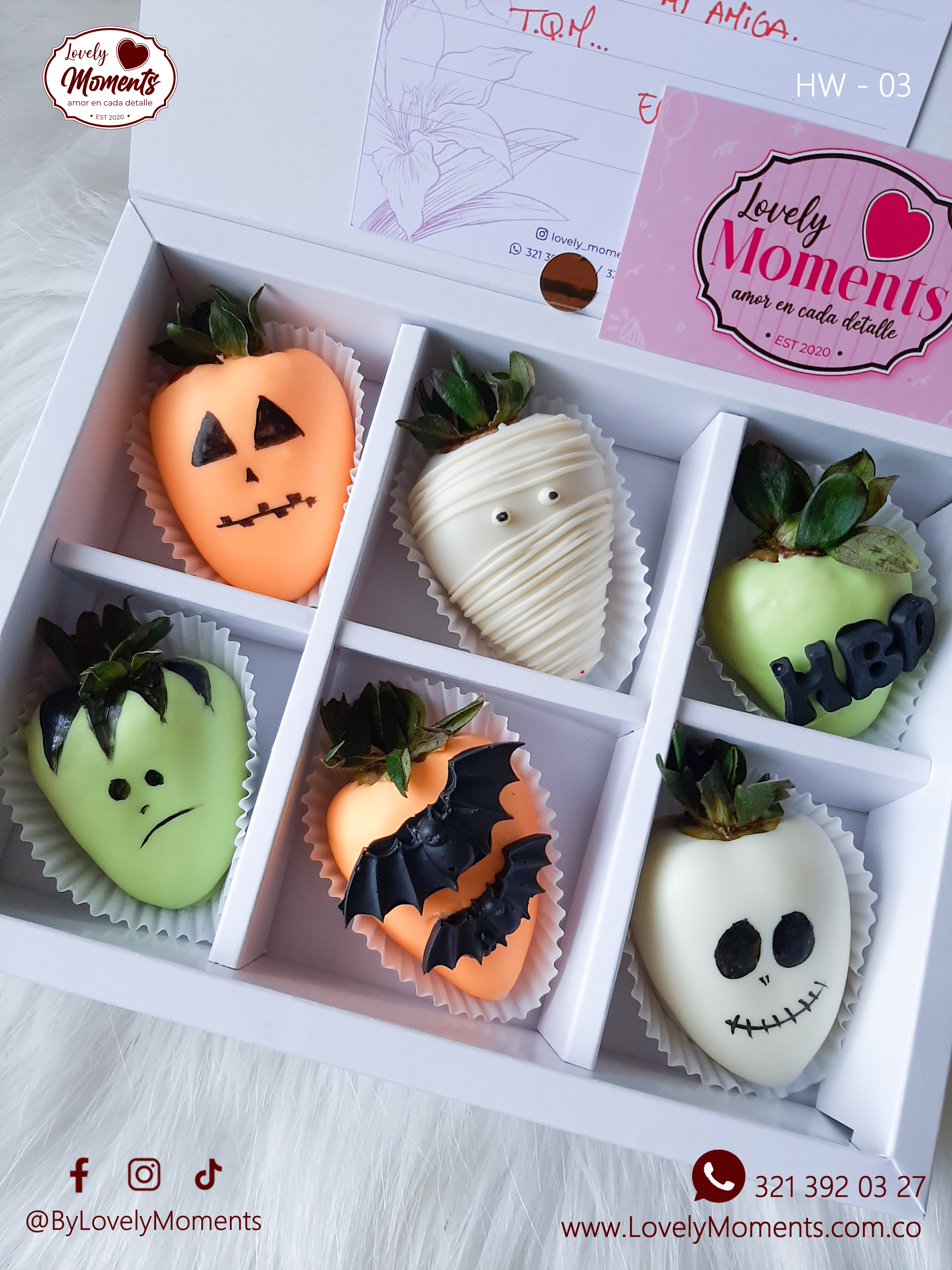 Caja Brujitos de Fresas recubiertas de Chocolate | Fresas de halloween