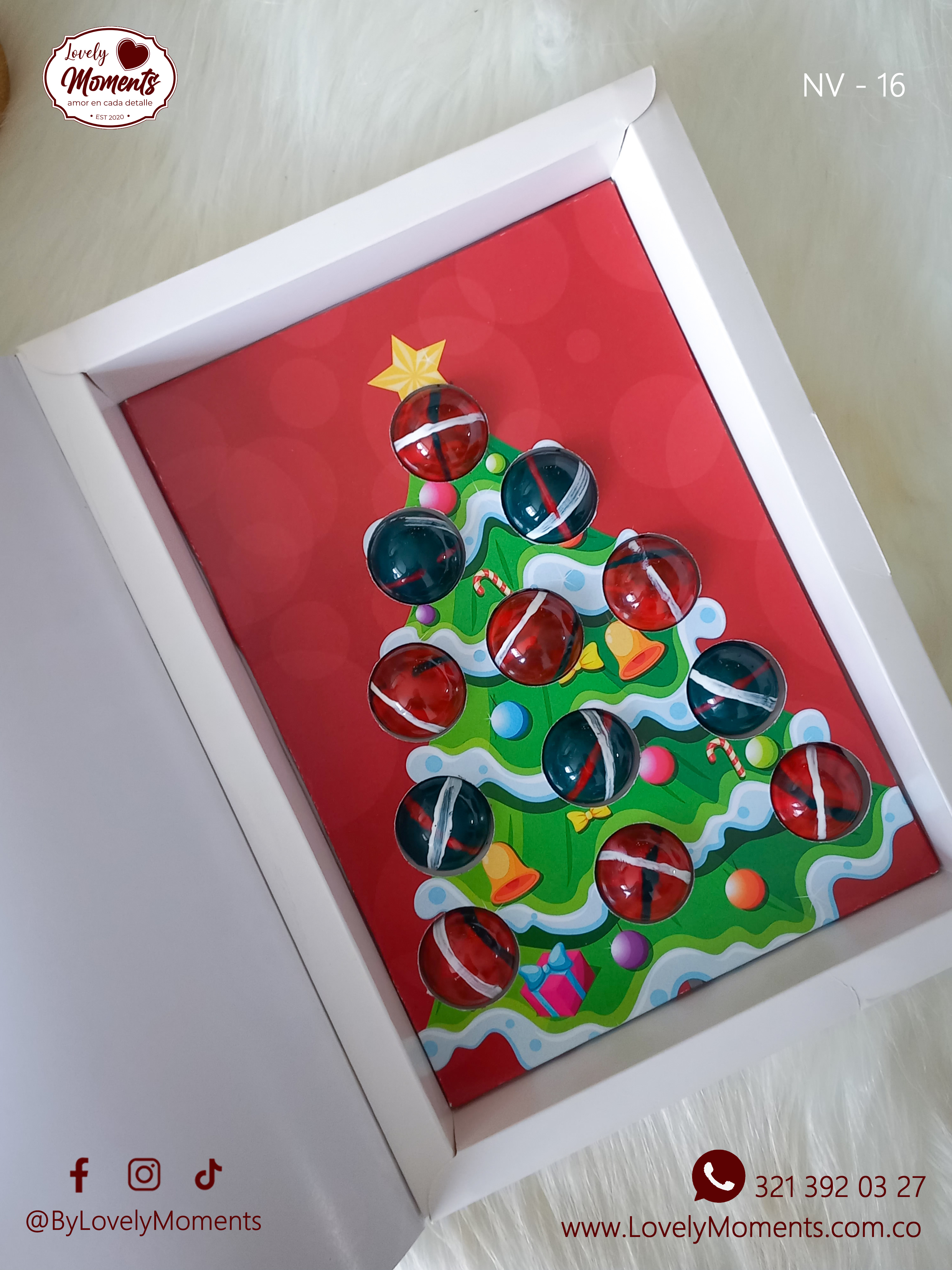 Caja Árbol de Navidad con Bombones de Chocolate navideños