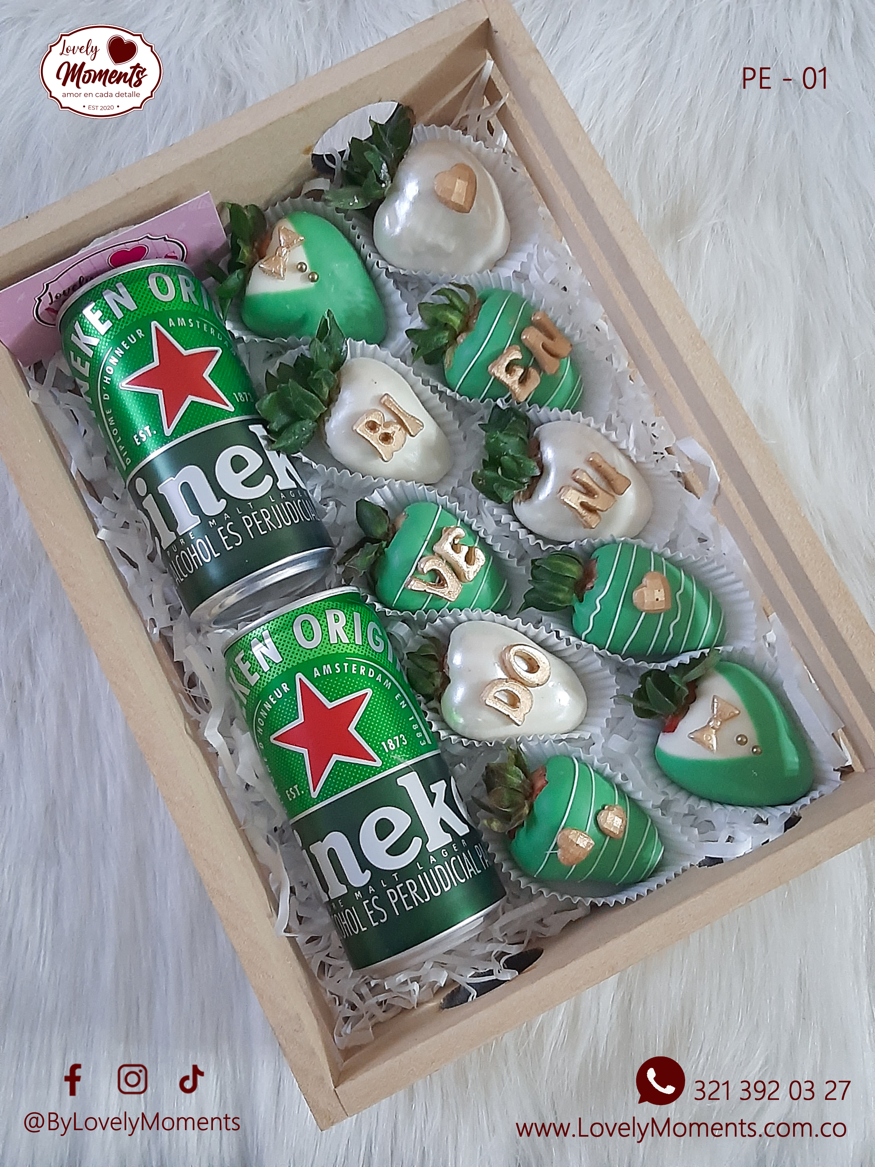 Caja Sorpresa Men Con fresas recubiertas con Chocolate y Cerveza Importada