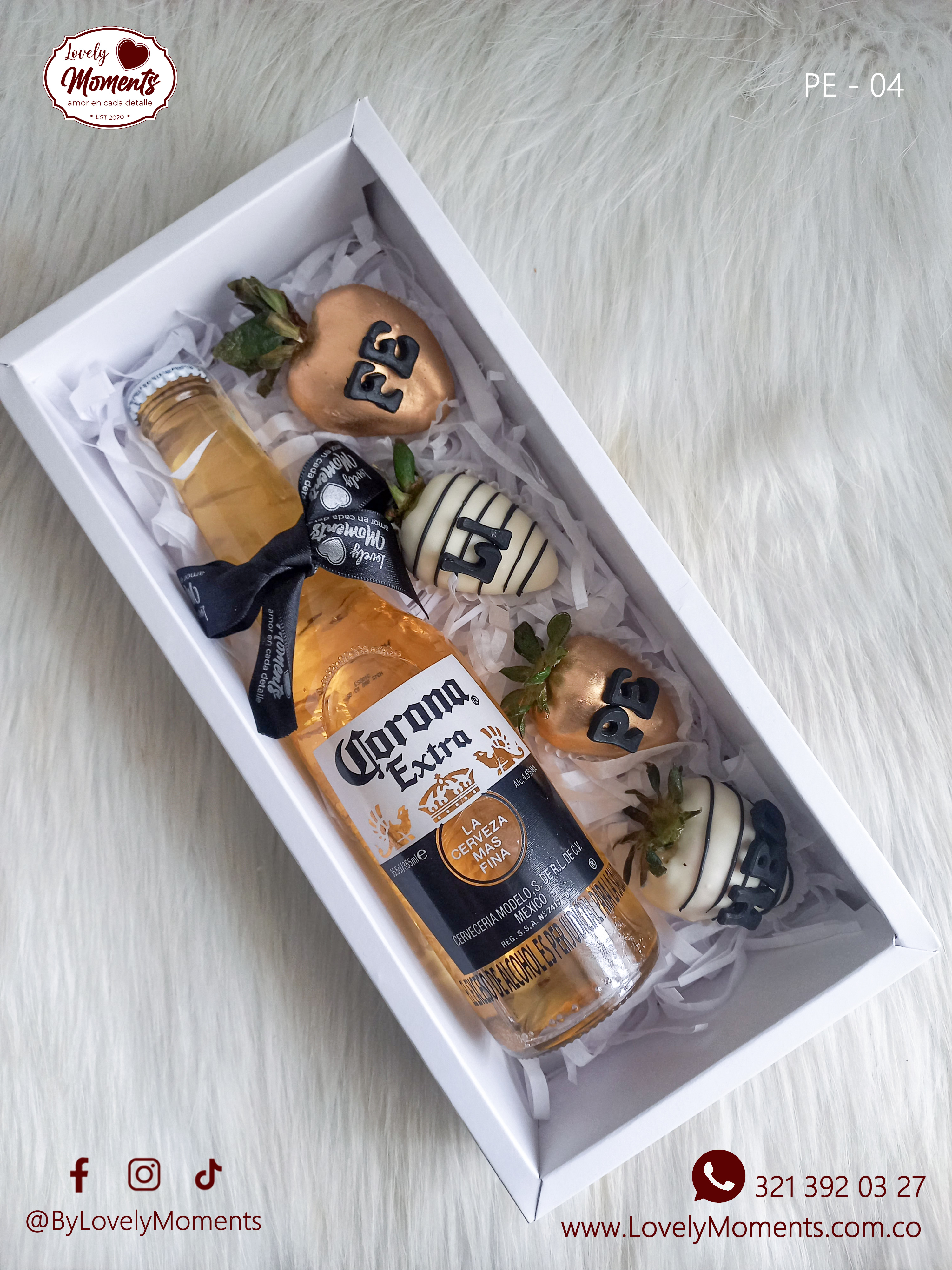 Caja Beer para Hombres con Cerveza y Fresas recubiertas con chocolate