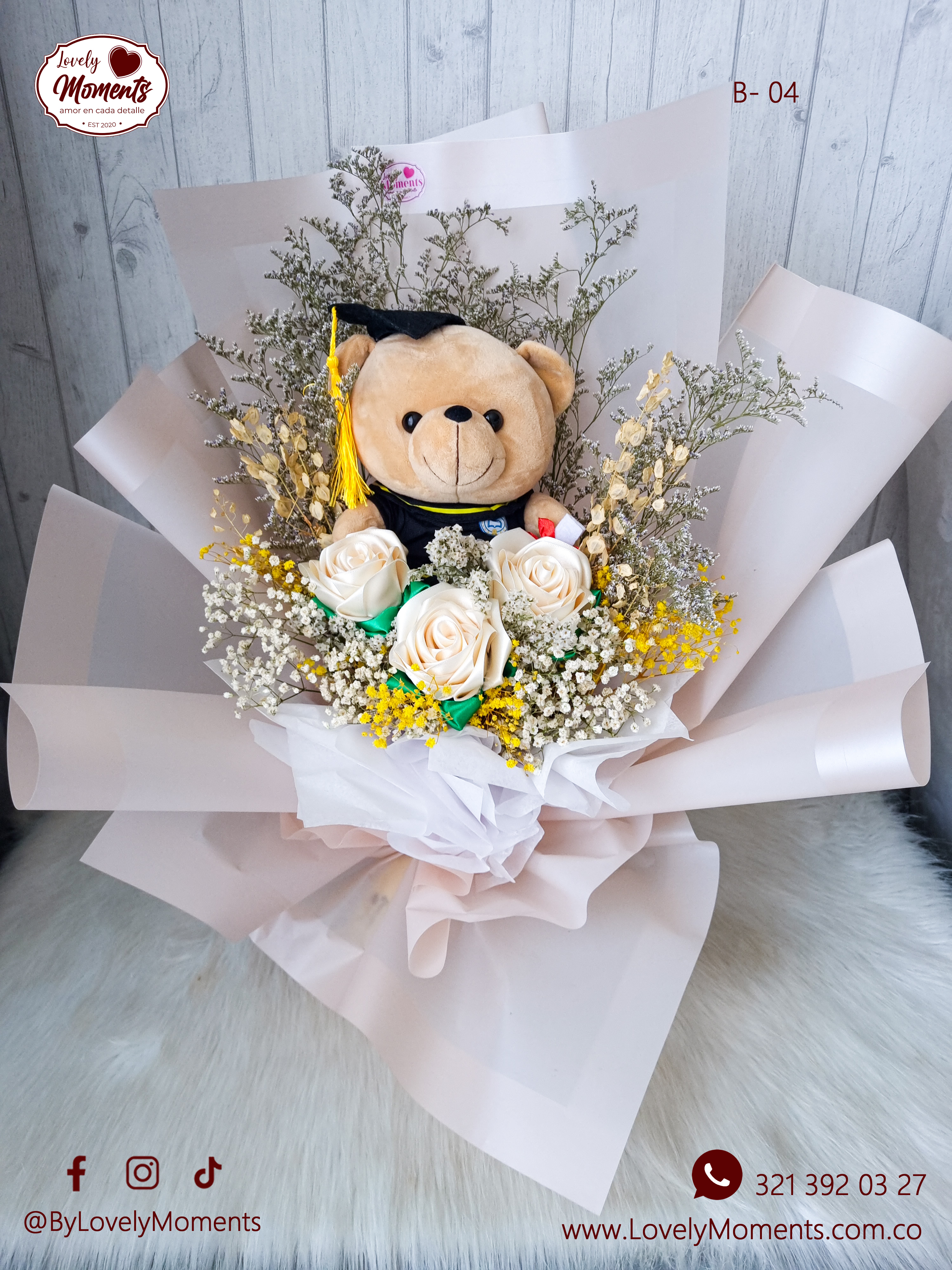 Bouquet con flores y Peluches Pereira y Dosquebradas
