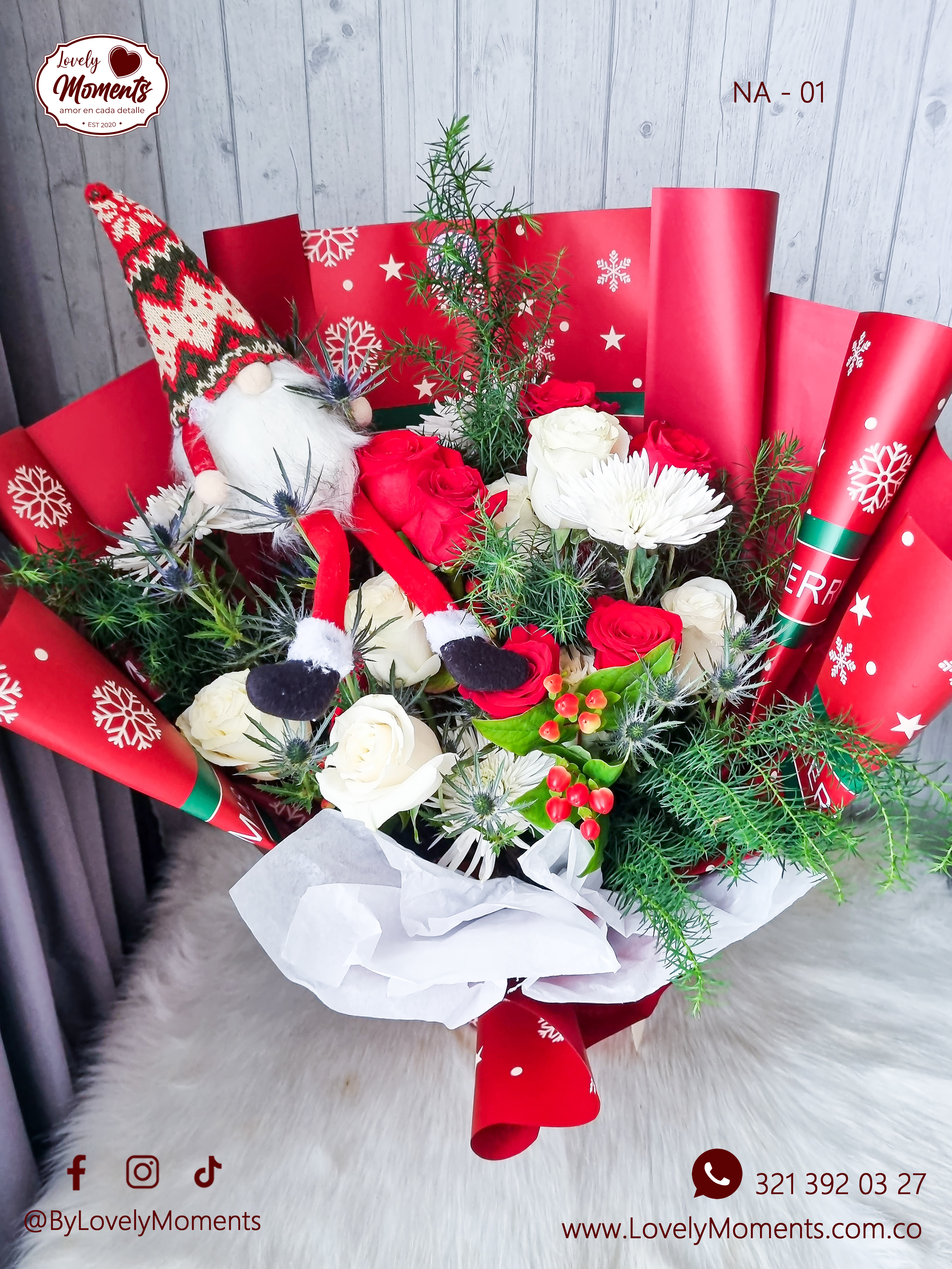Bouquet Nochebuena - Arreglo Floral navideño