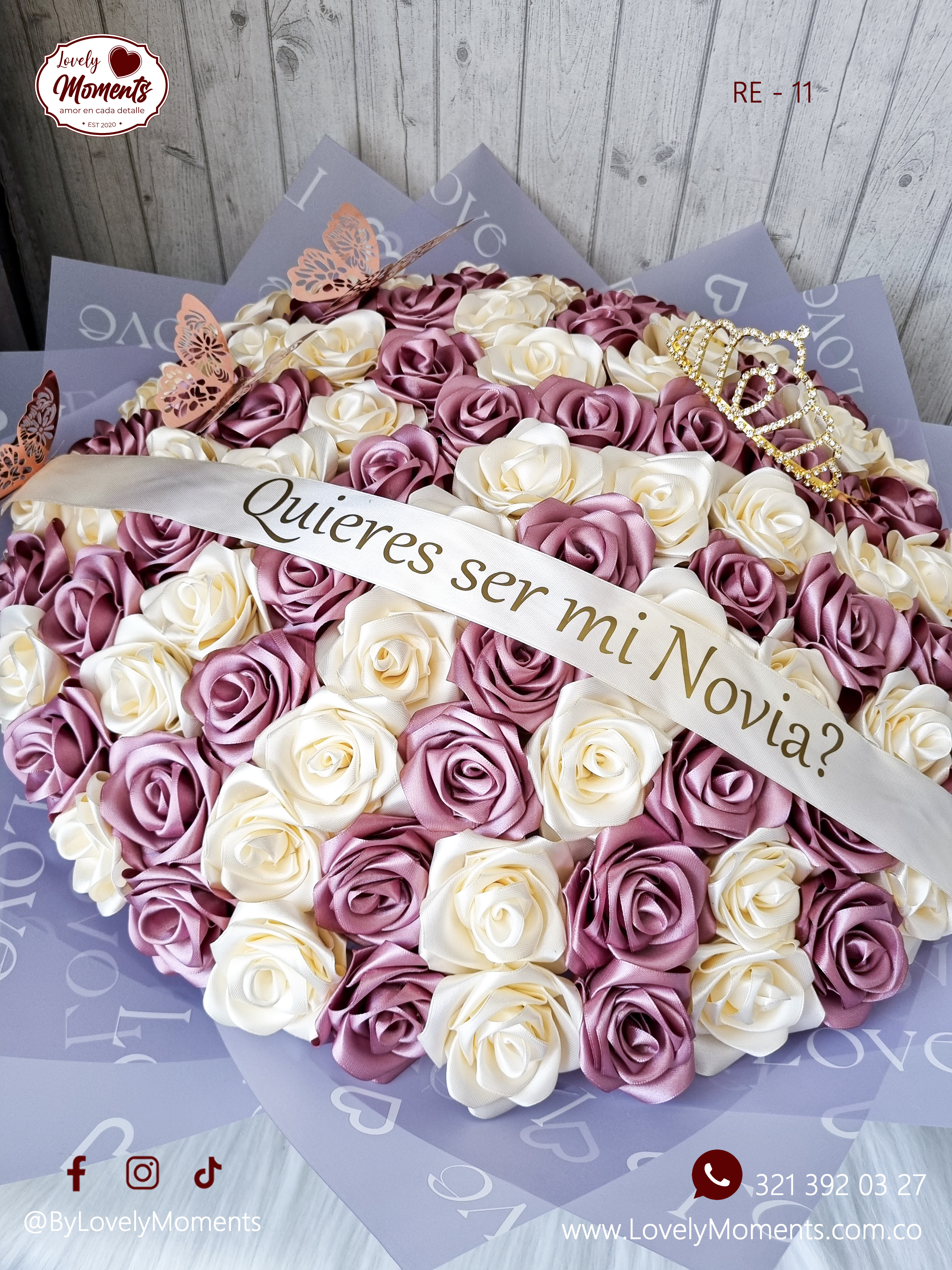 Ramo buchón de 100 Rosas Eternas | Floristería Lovely Moments