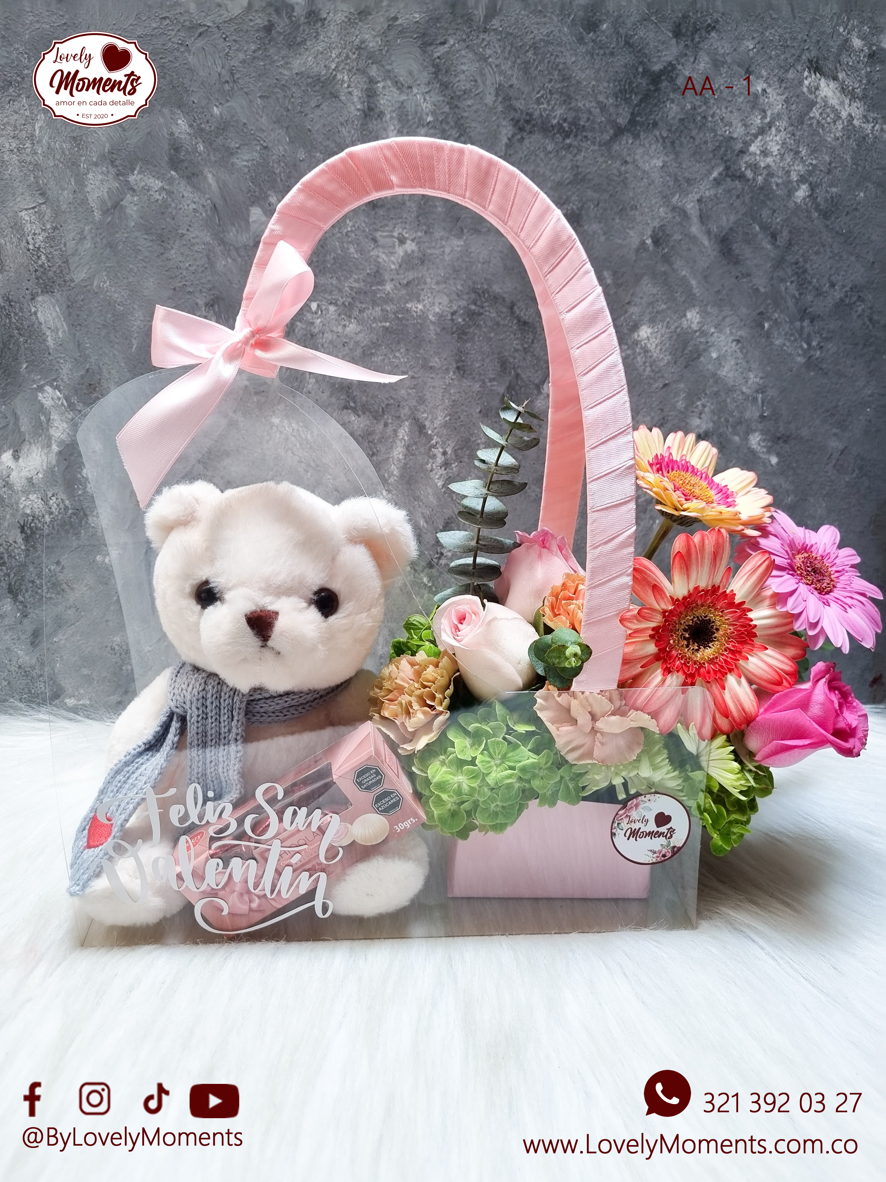 Arreglo floral San Valentín | Tipo Bolso | Arreglos Florales San Valentín Pereira Dosquebradas