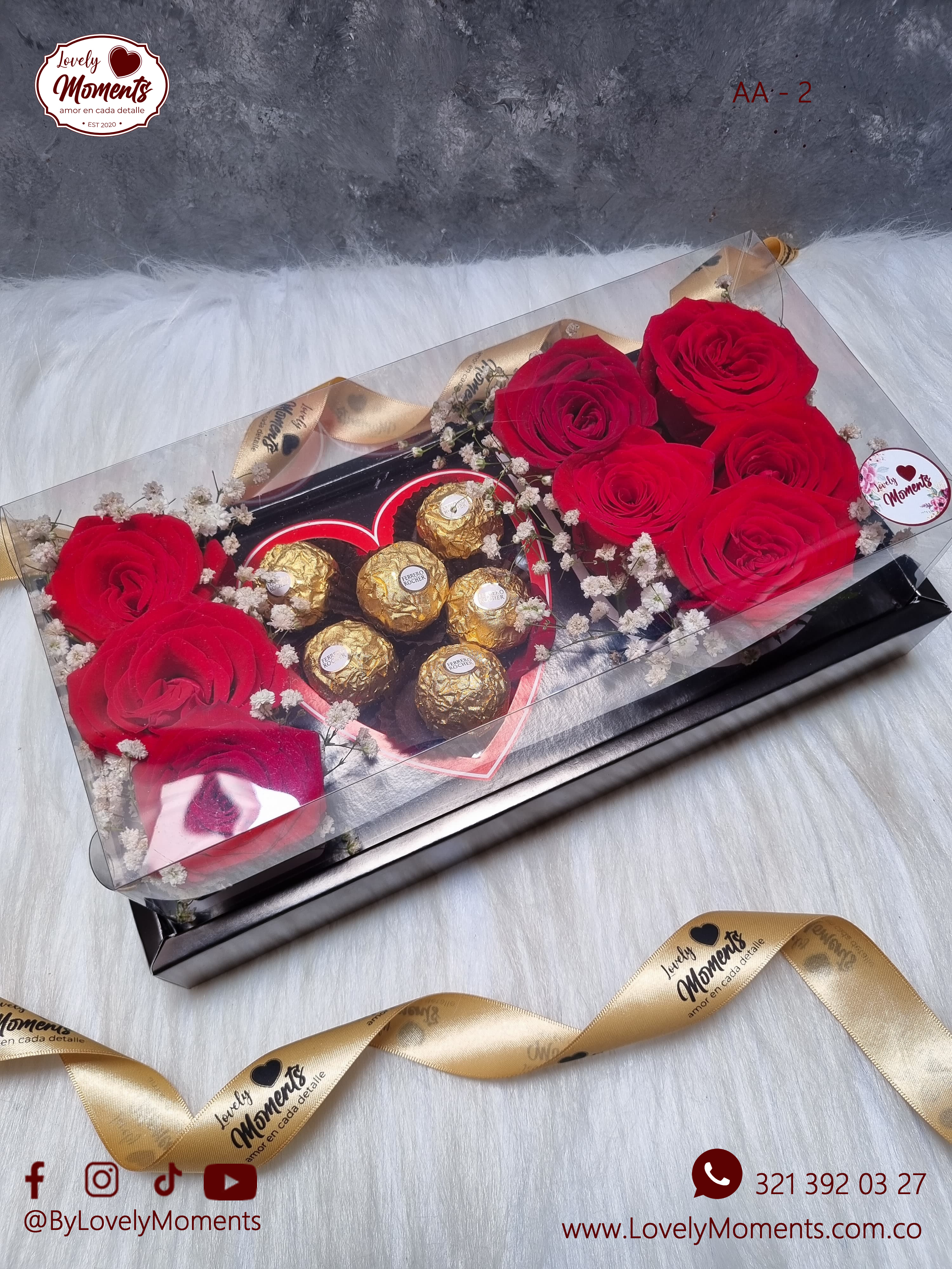 Caja de flores y chocolates I Love You | Detalles Pereira a domicilio