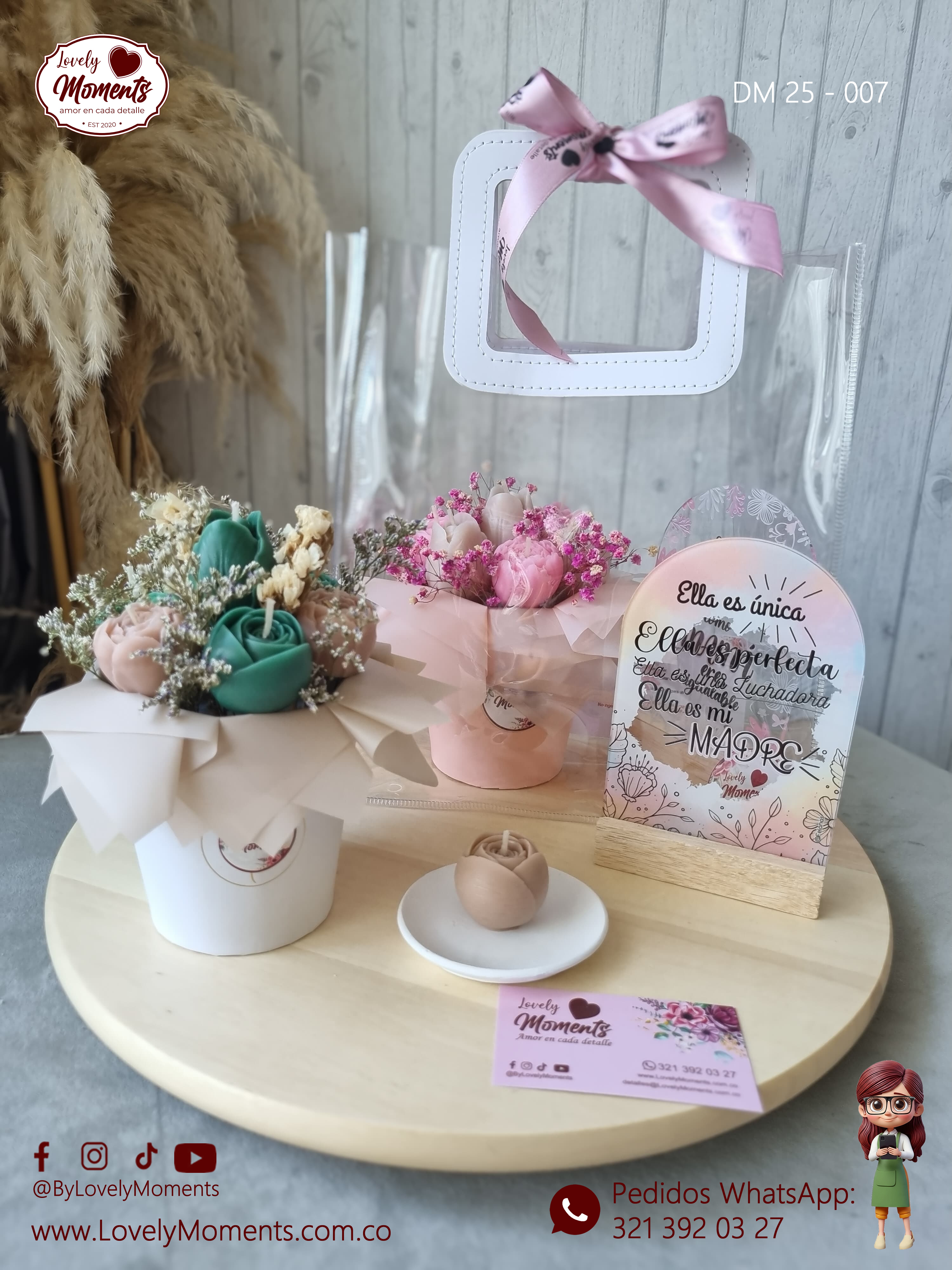 Bolsa Coquette Día de las Madres | Velas aromáticas Pereira | Arreglos florales y velas