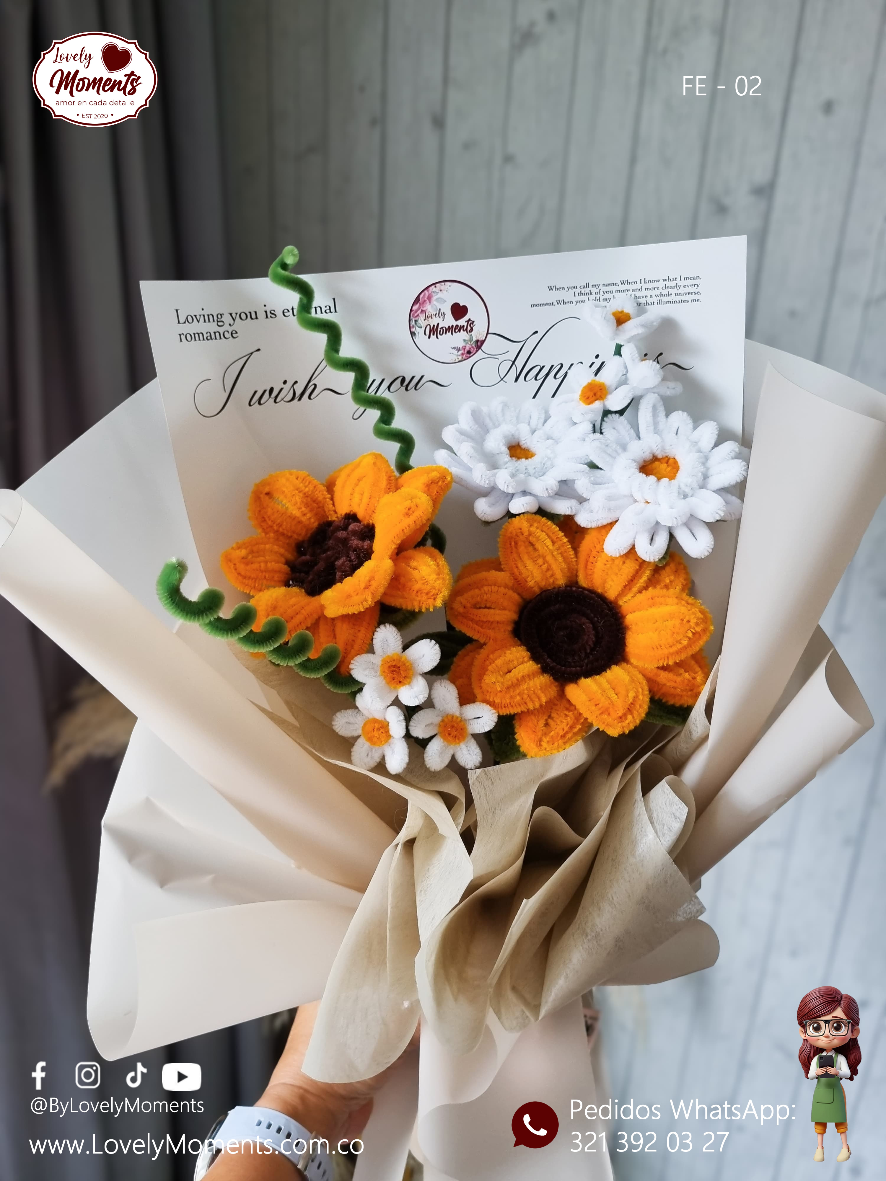 Bouquet Marina | Ramo de Flores Eternas Pereira Colombia | Girasoles Margaritas