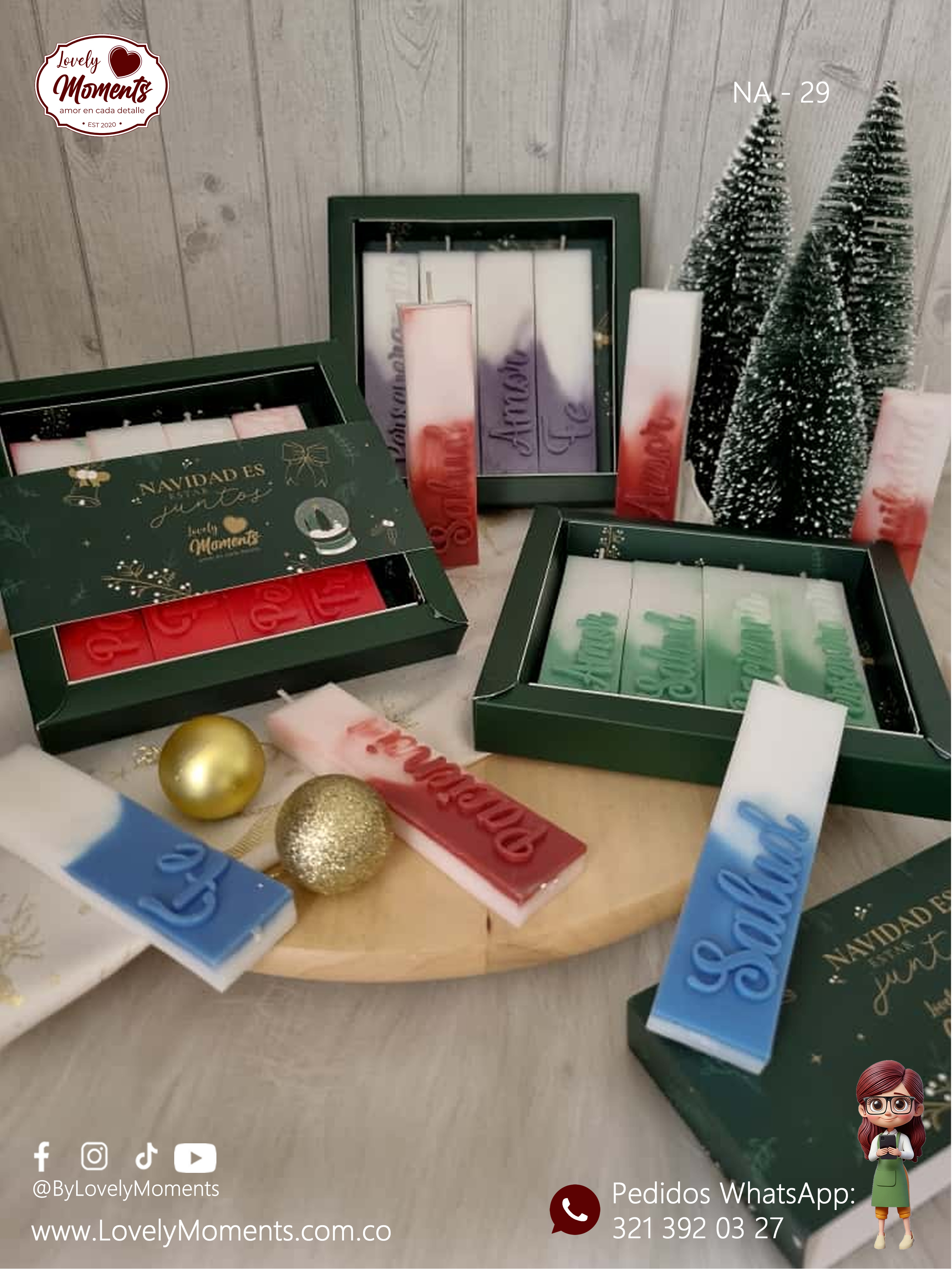 Caja de velas navideñas | Velas personalizadas Pereira | Velas Artesanales