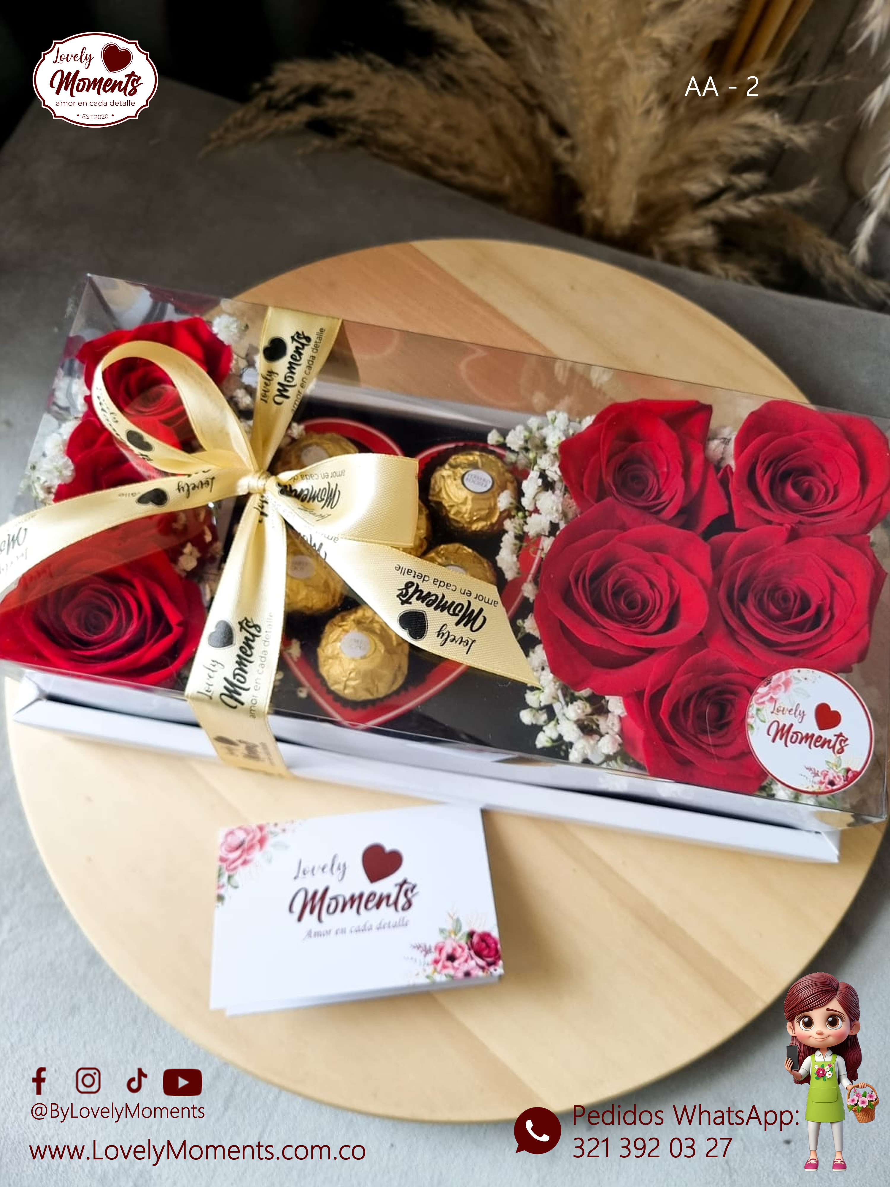 Caja de flores y chocolates I Love You | Detalles Pereira a domicilio