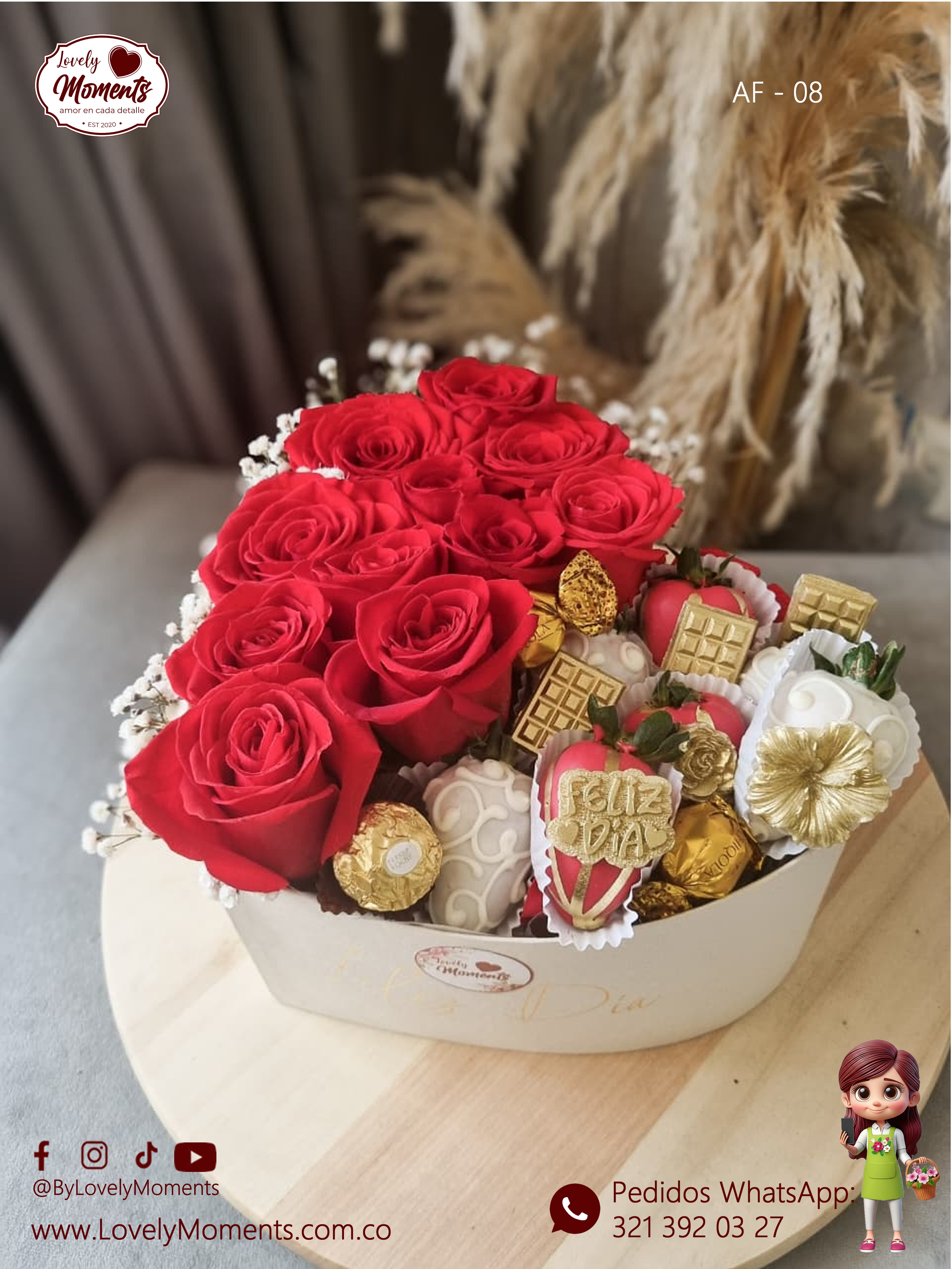 Caja de Flores Bella | Floristería Lovely Moments Pereira