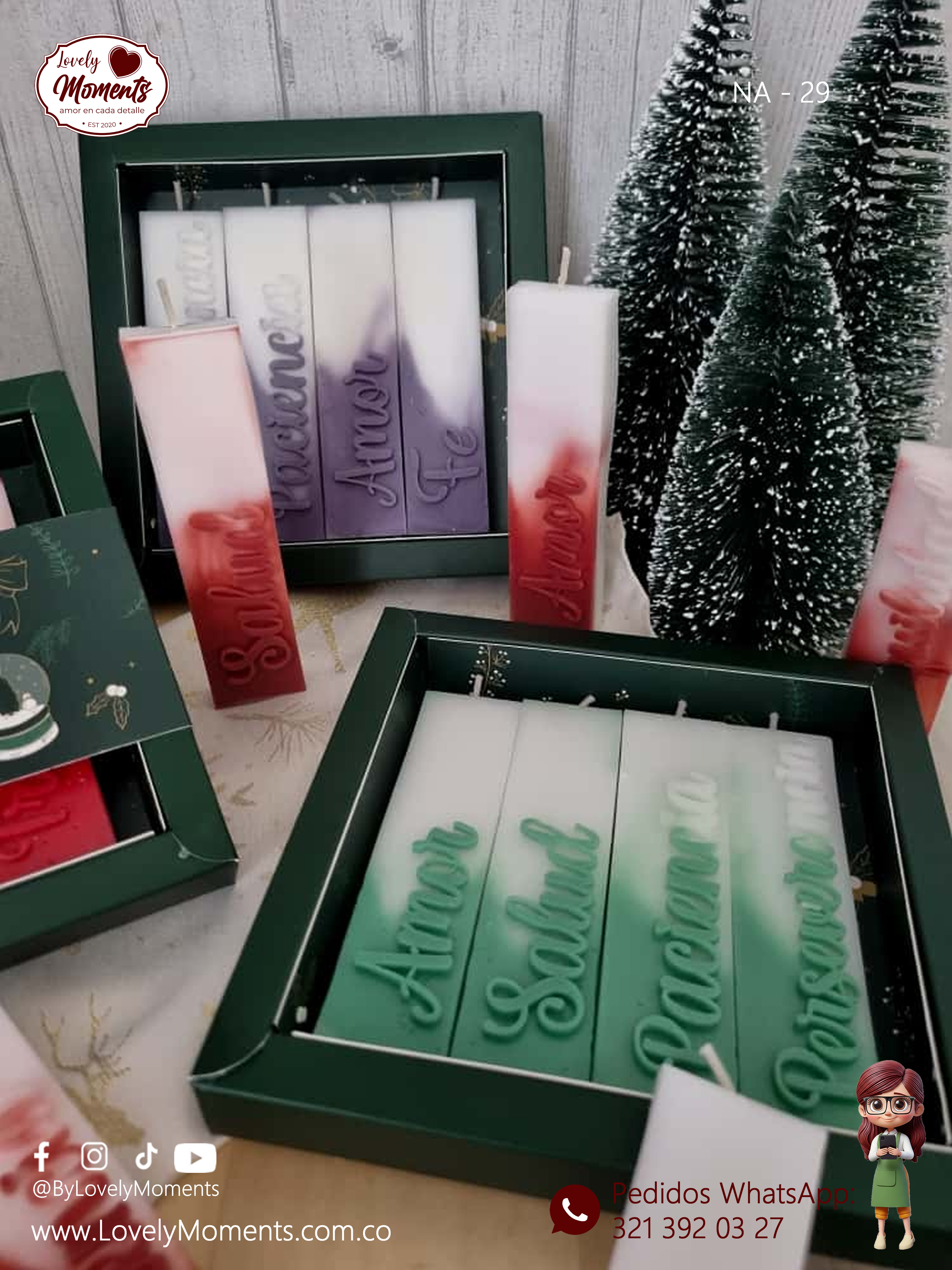 Caja de velas navideñas | Velas personalizadas Pereira | Velas Artesanales