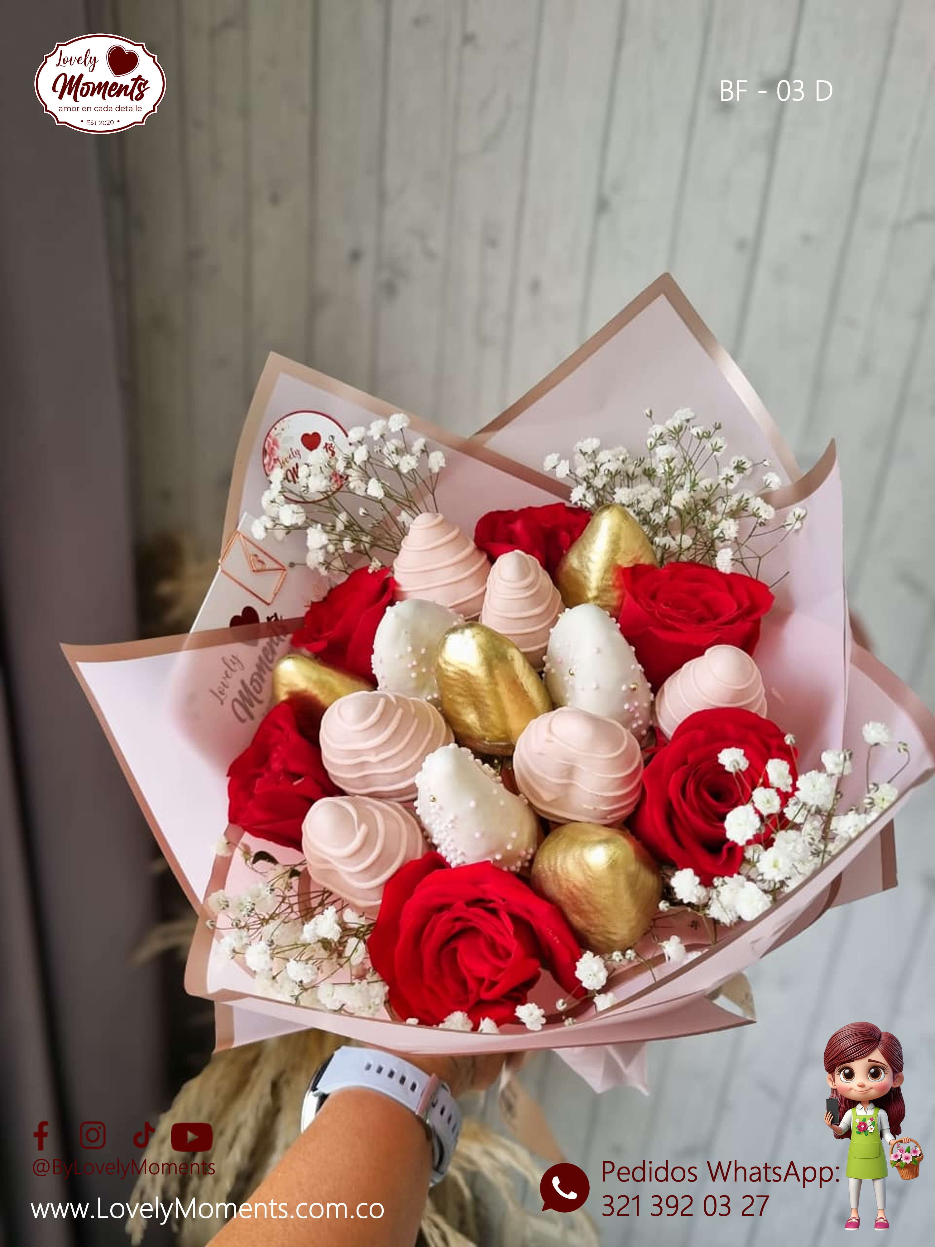 Bouquet Eden con fresas recubiertas de chocolate - Bouquet de Flores Pereira