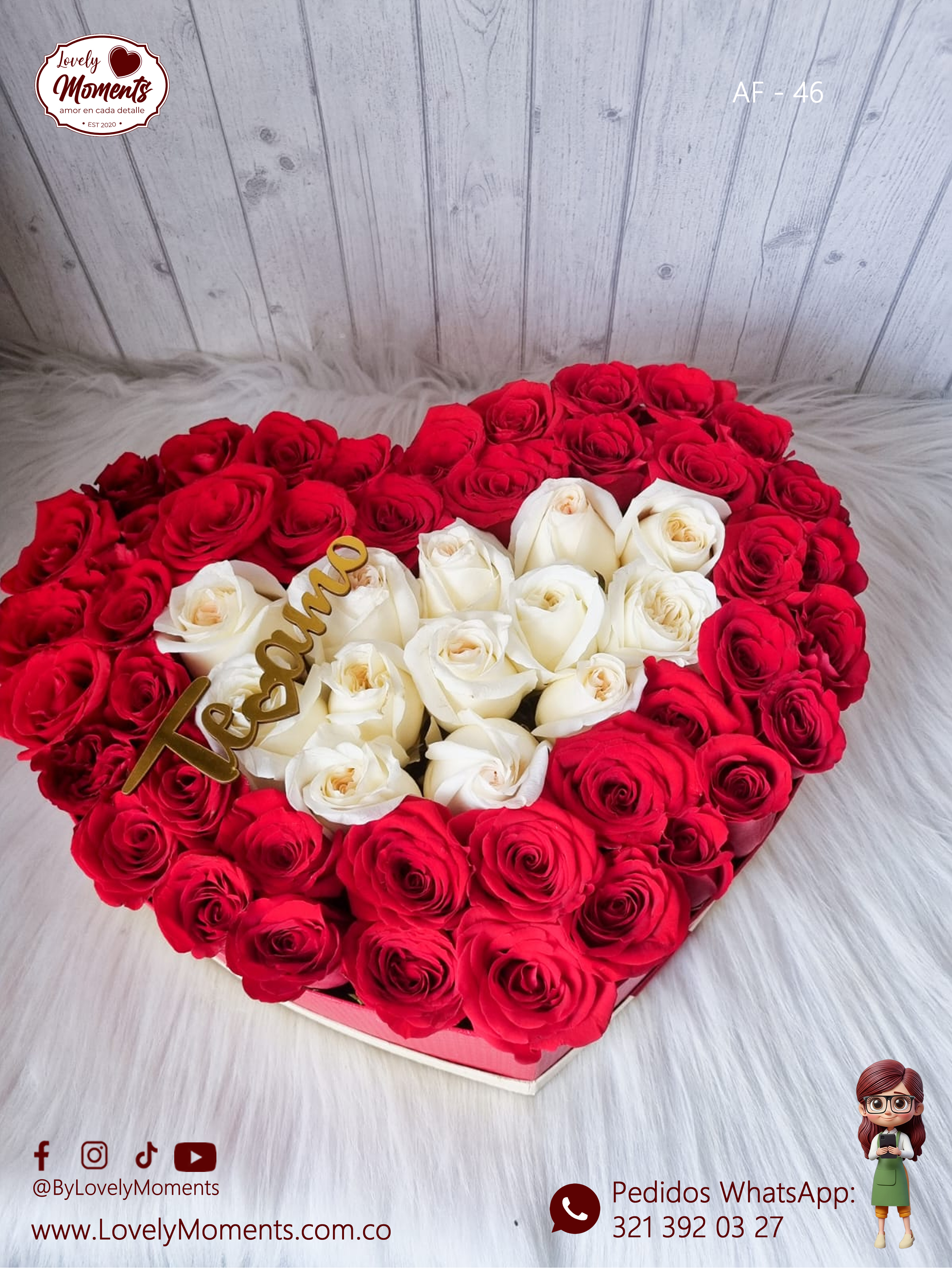 Arreglo Floral Corazón Romántico | Arreglos en Caja en Pereira | Dosquebradas | Santa Rosa de Cabal