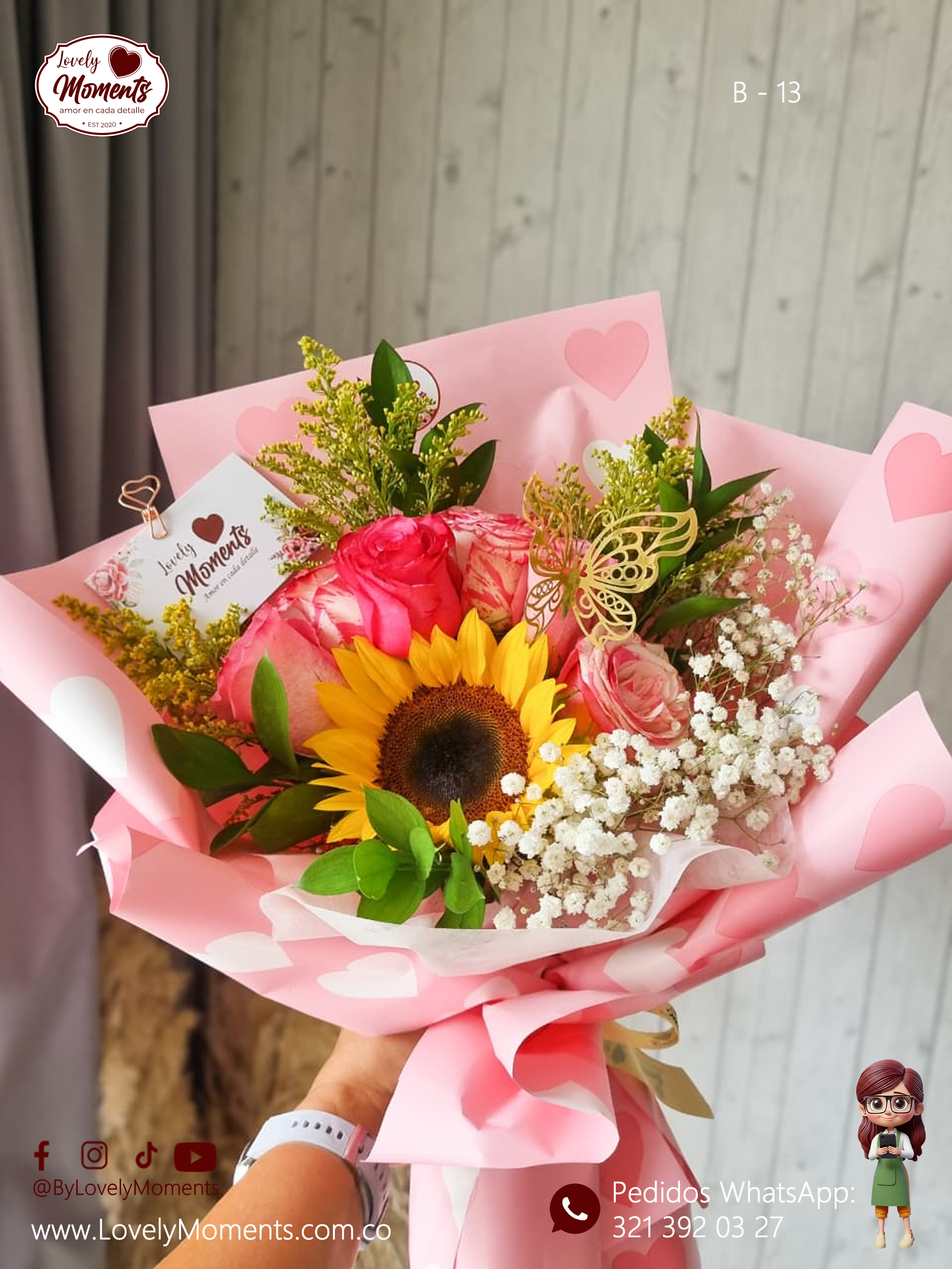Bouquet Amanecer - Ramos de Rosas y Girasoles en Pereira