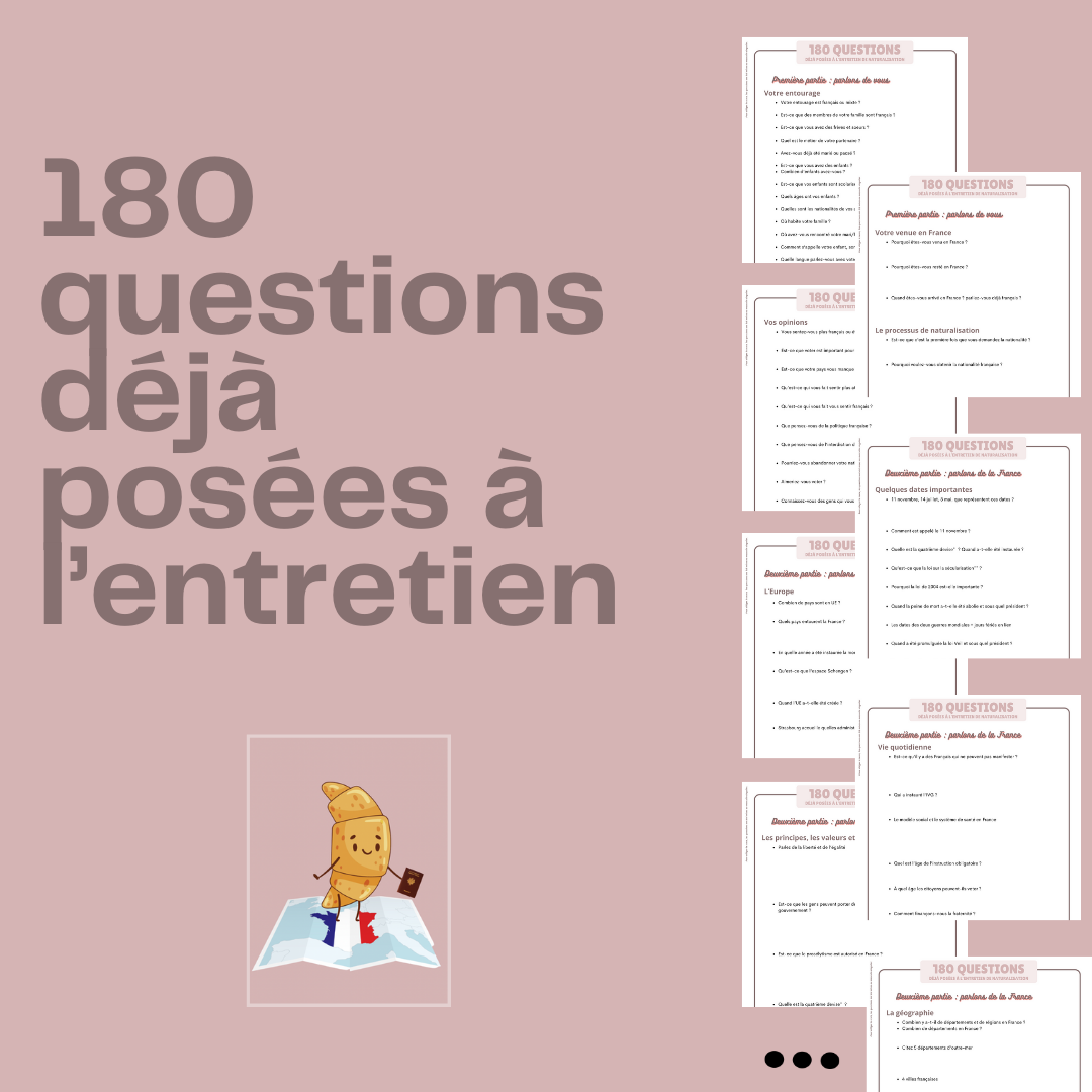Fiche - 200 questions déjà posées à l'entretien de nationalité