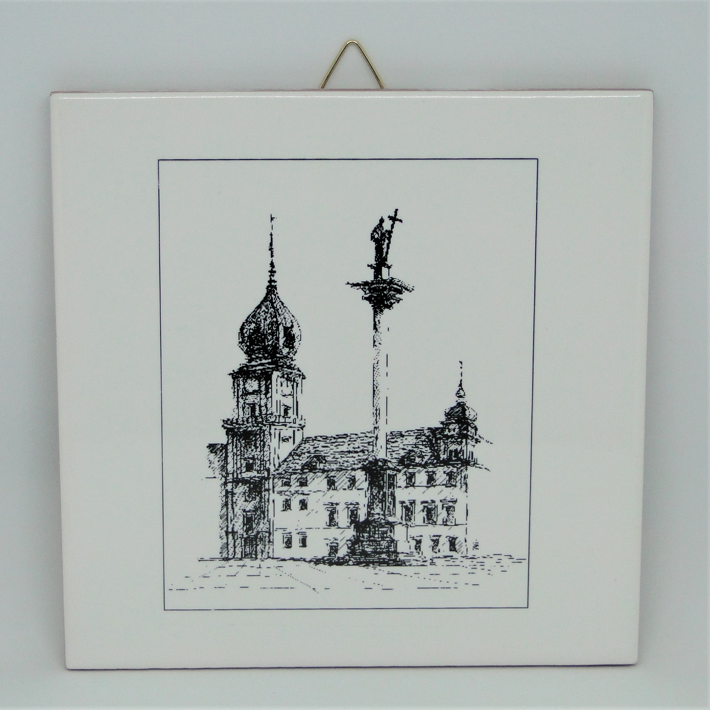 Obrazek - ozdobna płytka ceramiczna z nadrukiem - Zamek Królewski i Kolumna Zygmunta w Warszawie