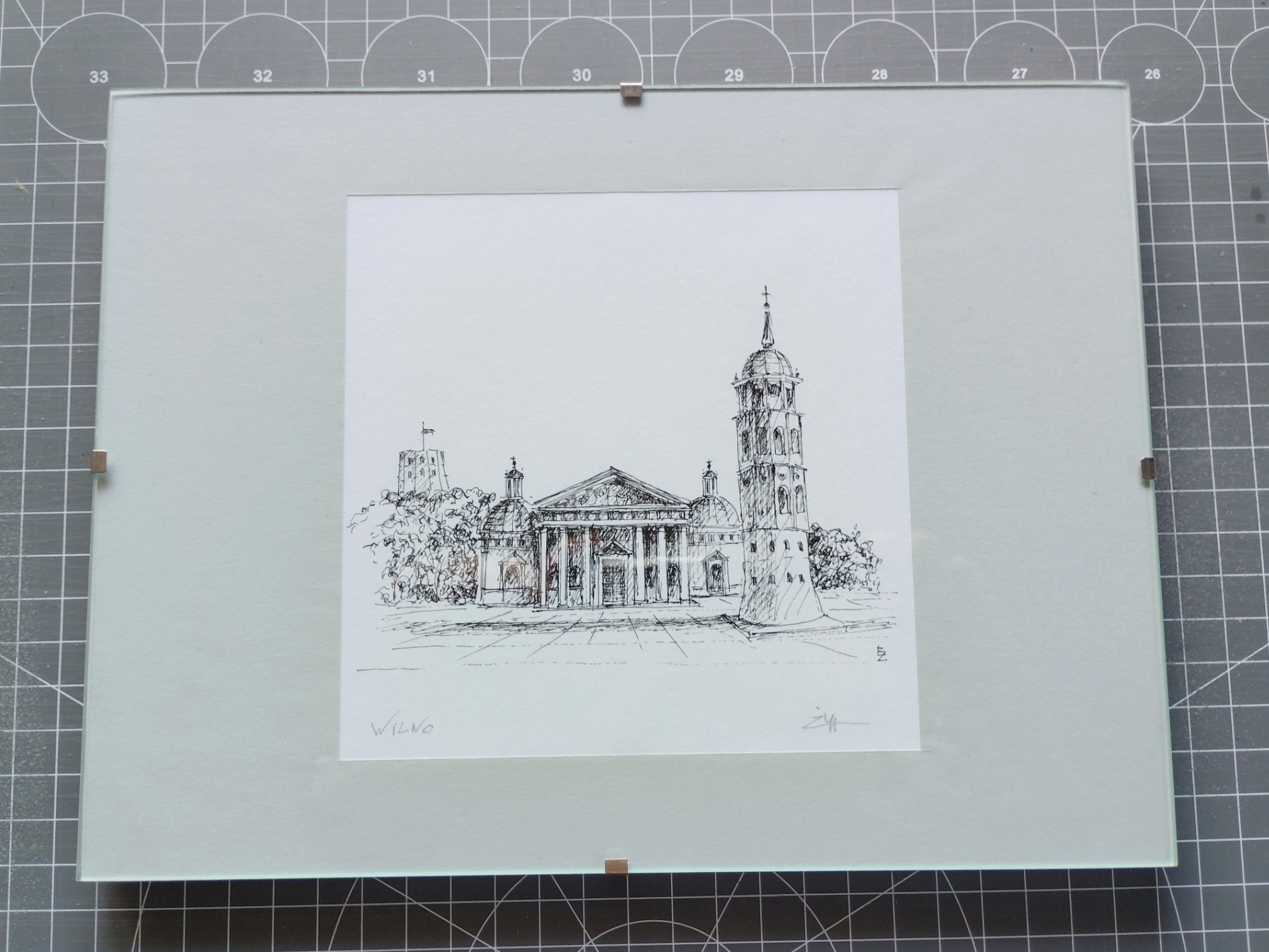 Katedra w Wilnie - rysunek tuszem