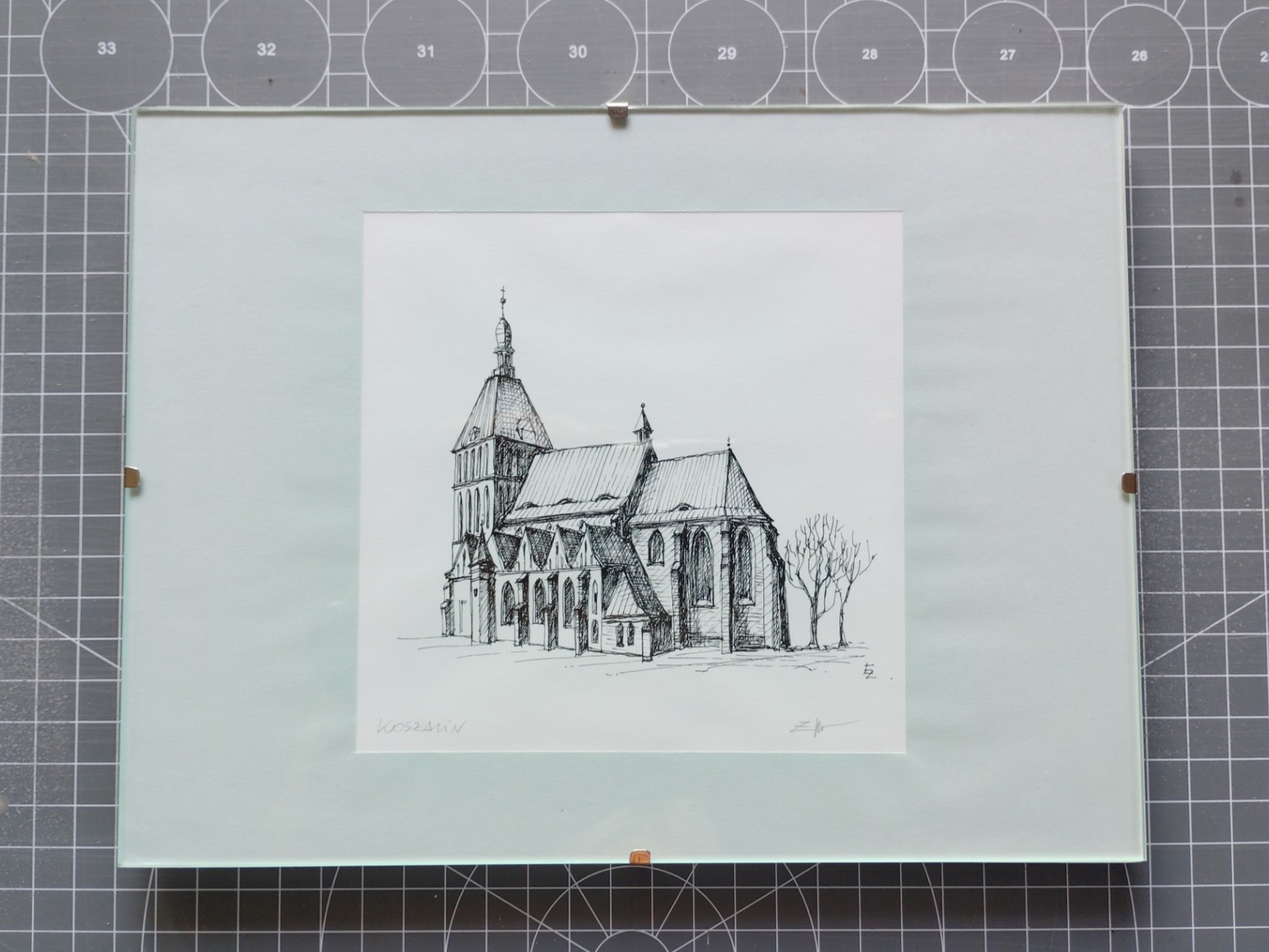 Katedra w Koszalinie  - rysunek odręczny