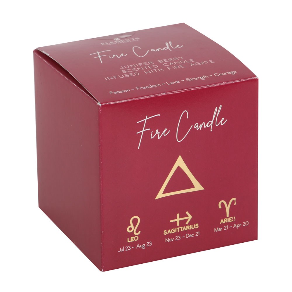 Kadagio uogų kvapo žvakė su agato drožlėmis - Ugnies elementai