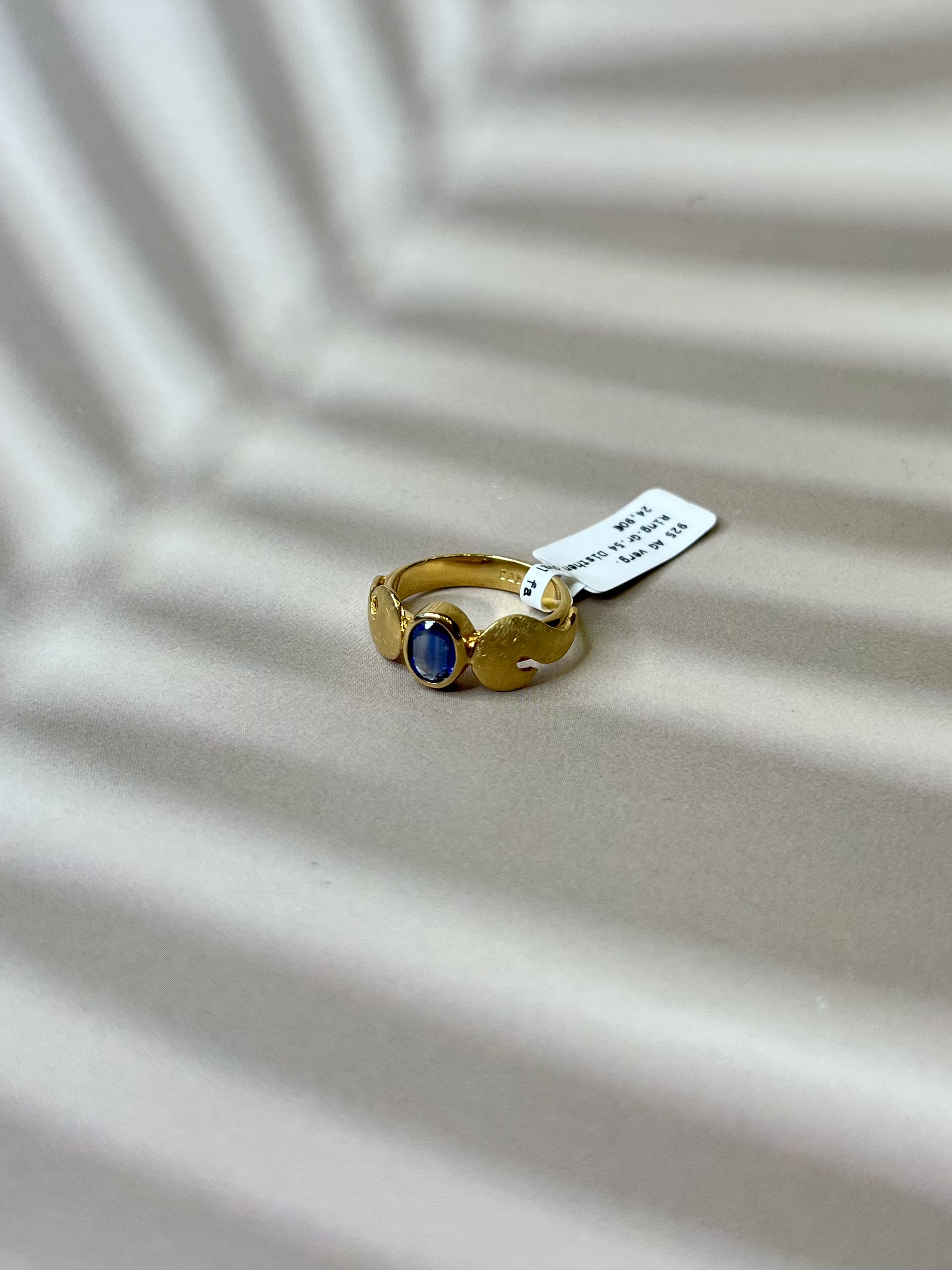 925 sidabro paauksuotas žiedas su Kianitu