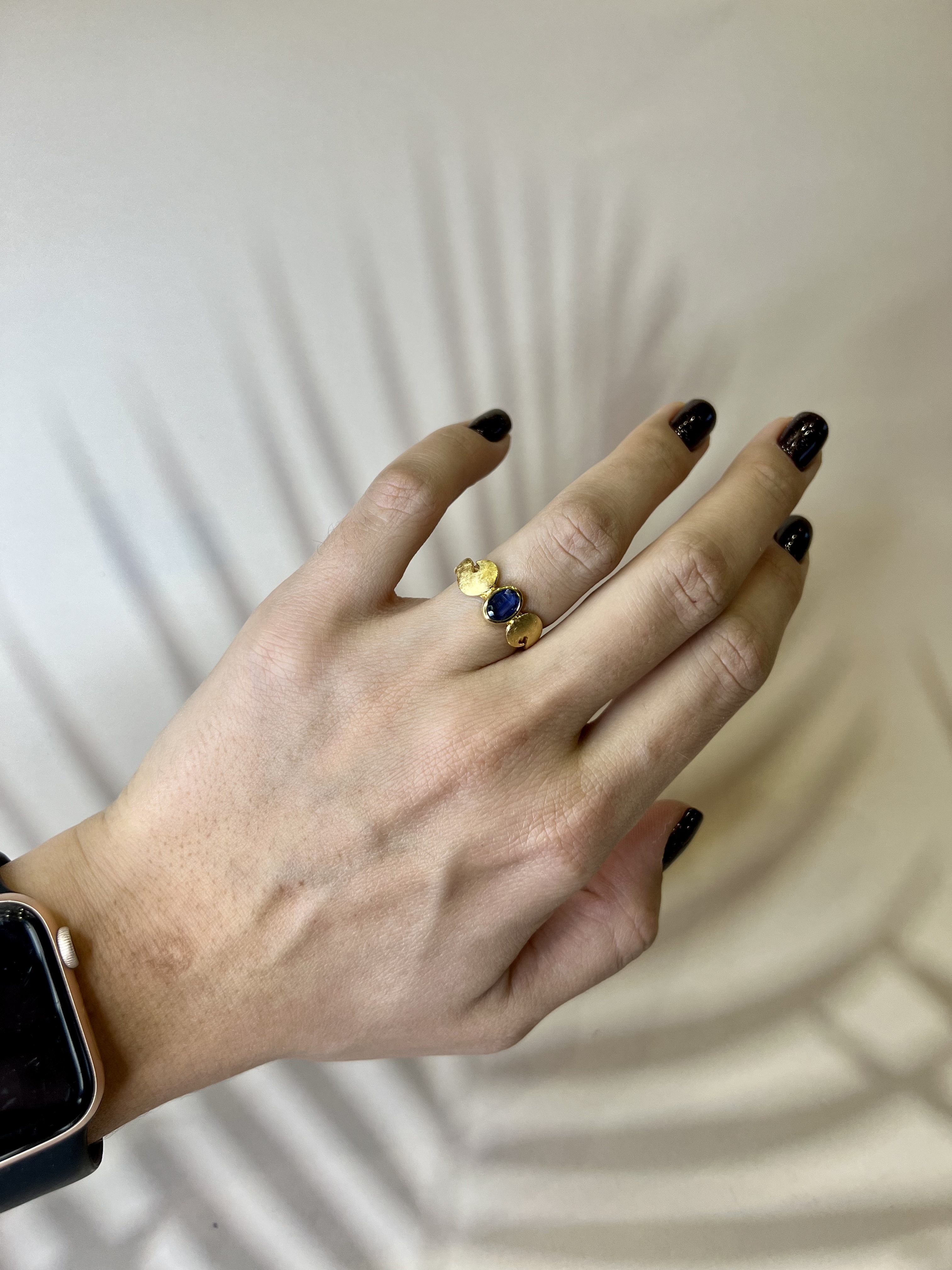 925 sidabro paauksuotas žiedas su Kianitu