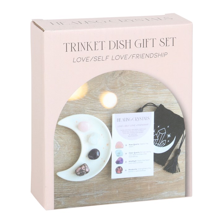 Kristalų ir mėnulio lėkštutės rinkinys Meilei kitiems bei sau ir Draugystei