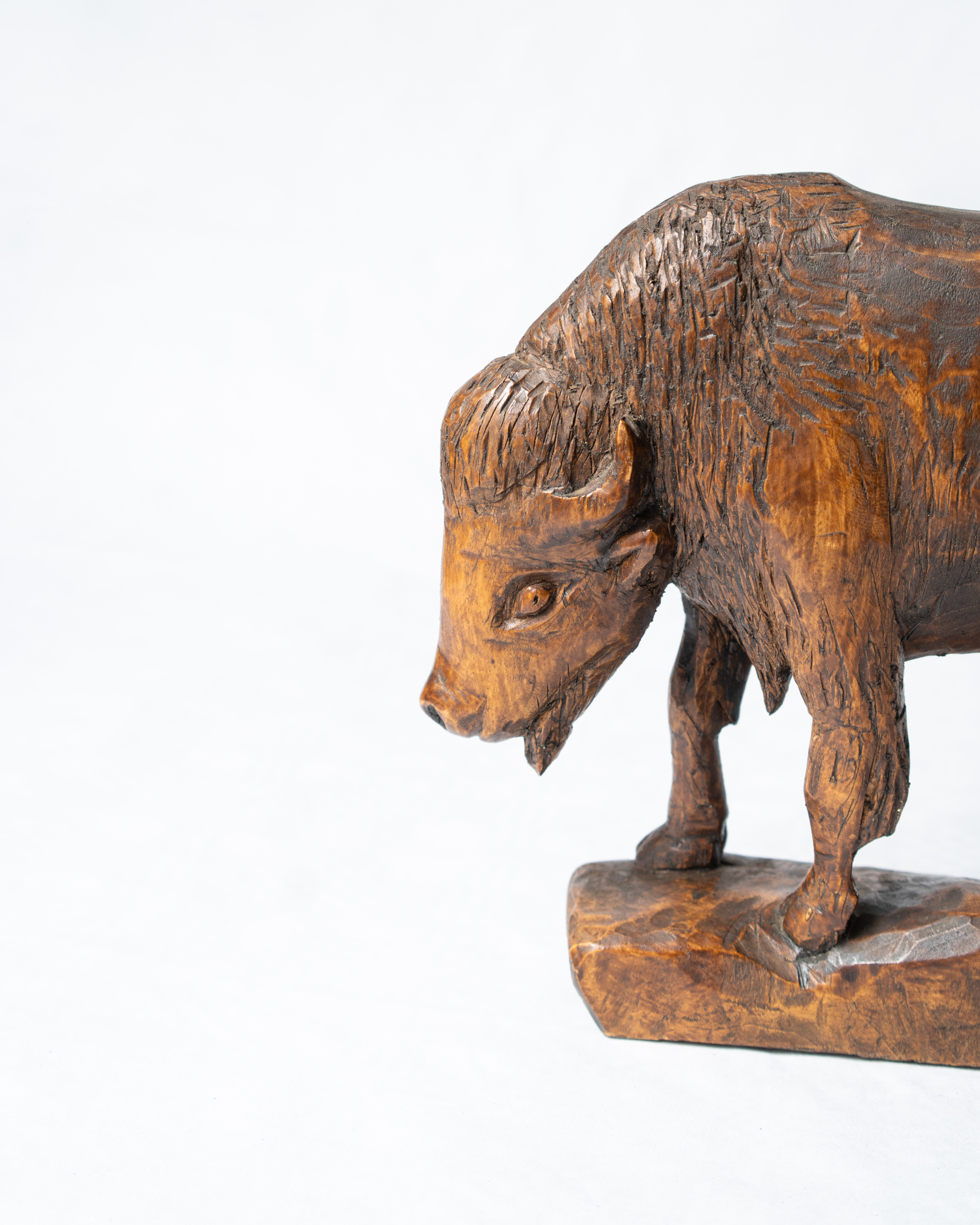 Carved Wooden Bison