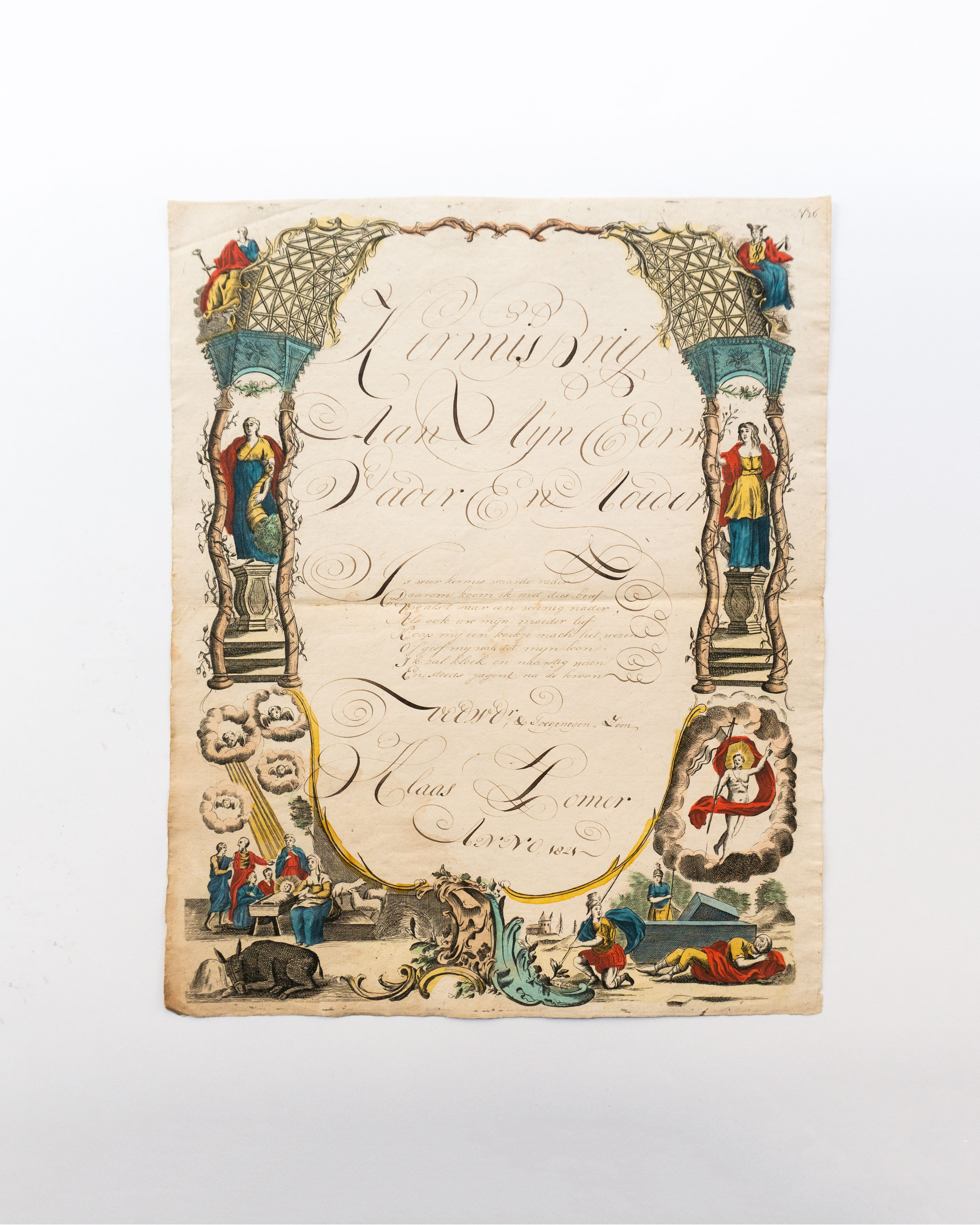 Kermisbrief Klaas Somer 1821