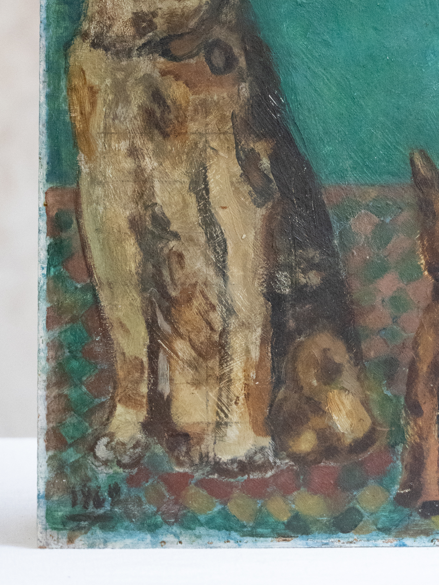 V. Laer, Two Dogs and a Horse Portrait