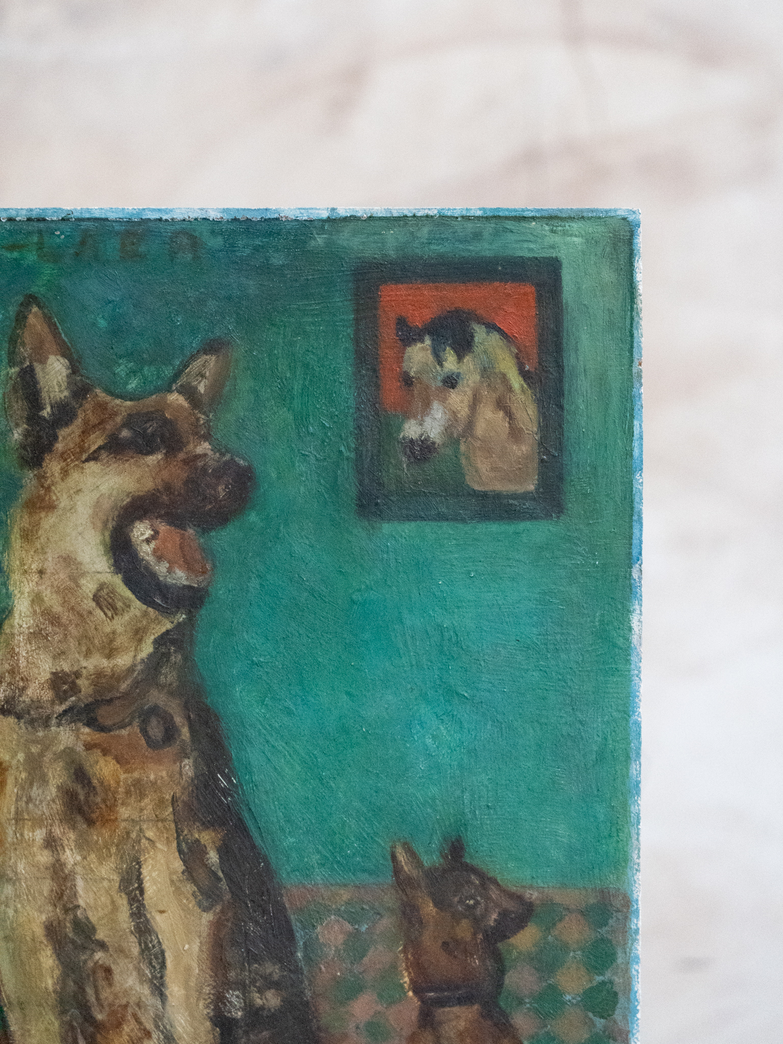 V. Laer, Two Dogs and a Horse Portrait