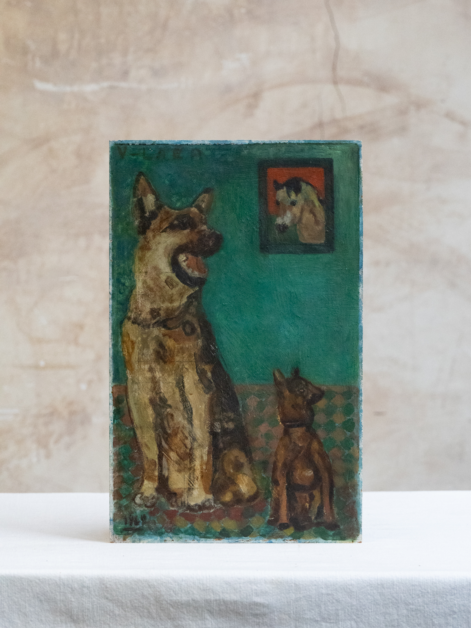 V. Laer, Two Dogs and a Horse Portrait