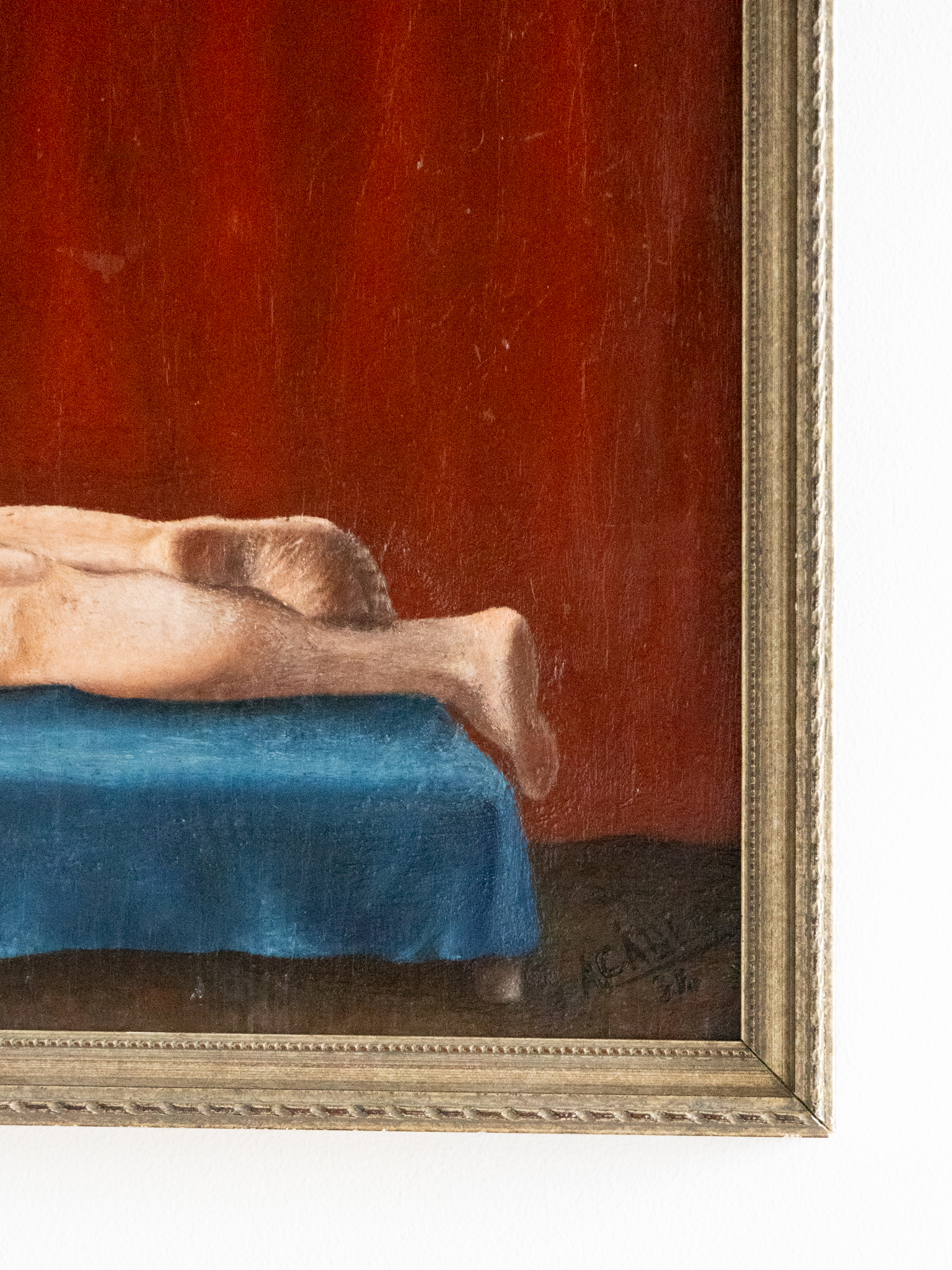 A. Cabes, Lying nude, oil on panel, 45 x 33 cm, 1938