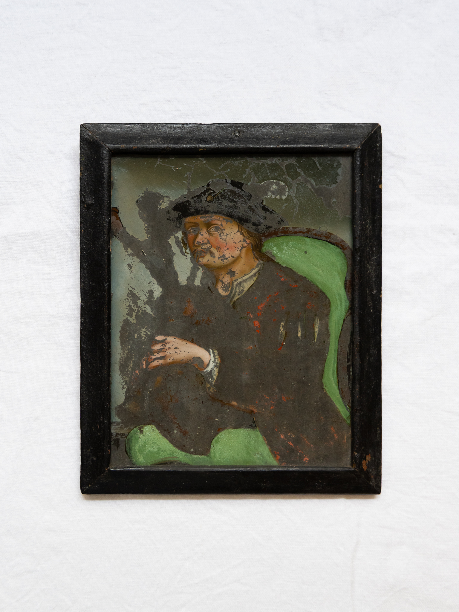 Bagpipe Player, Hinterglasmalerei, C.1800