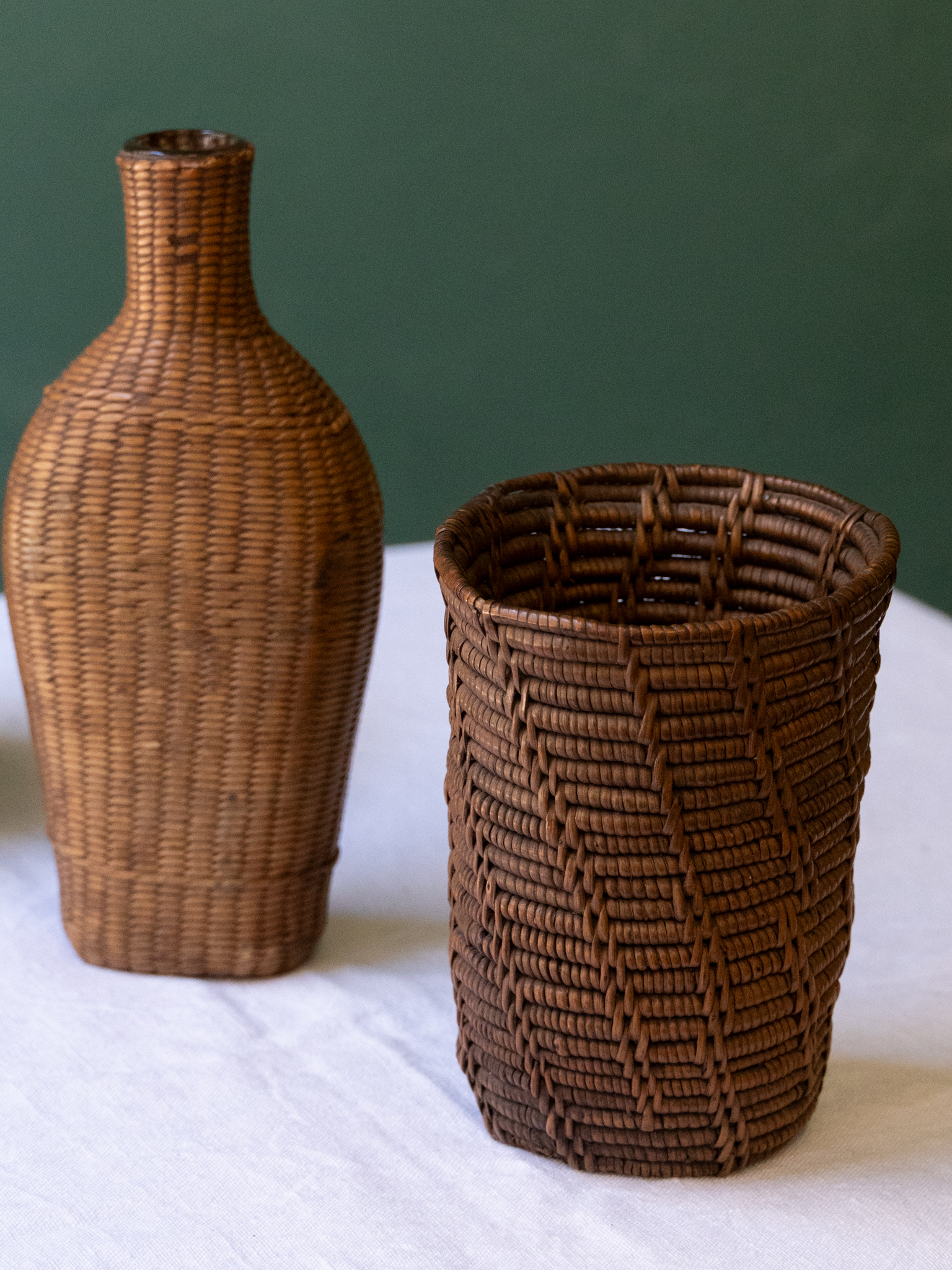 Lot Of Two Woven And One Birch Bark Objects