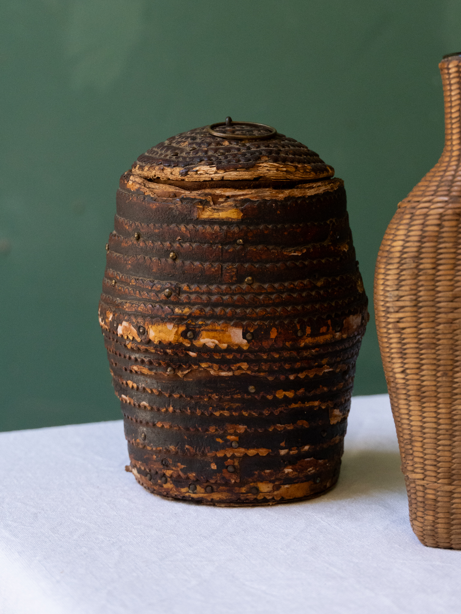 Lot Of Two Woven And One Birch Bark Objects