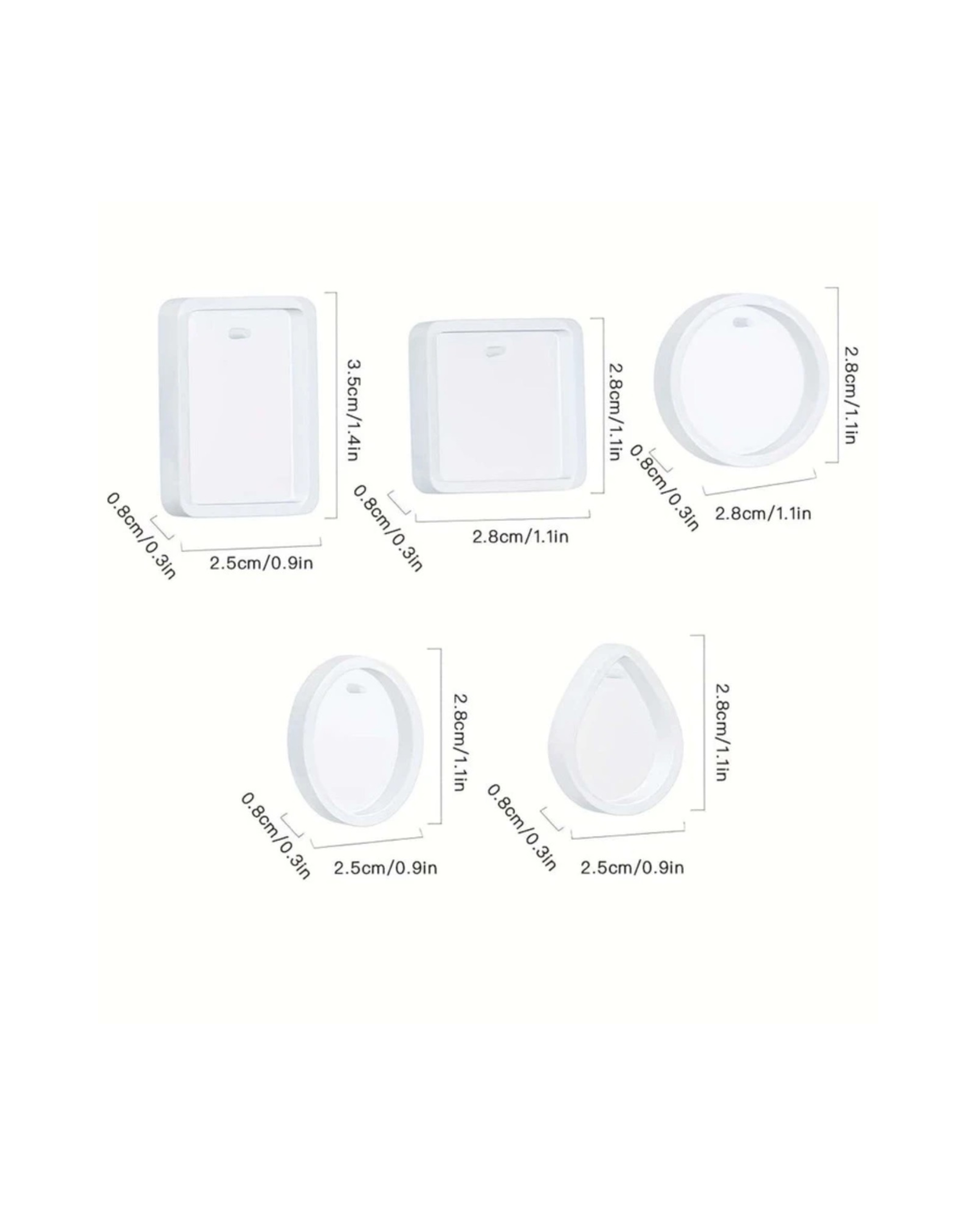 Moldes de resina para aretes, rectángulo, círculo y ovalo.