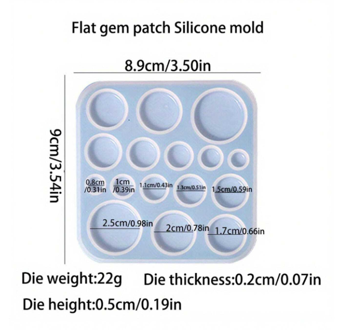 Molde de silicona para parches de gemas planas