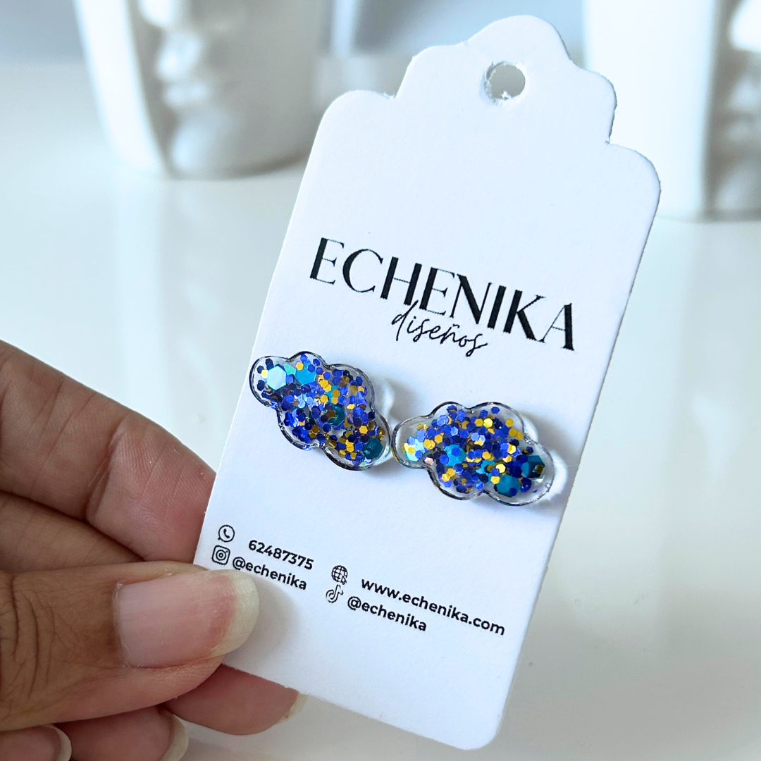 Pendientes de nube con purpurina