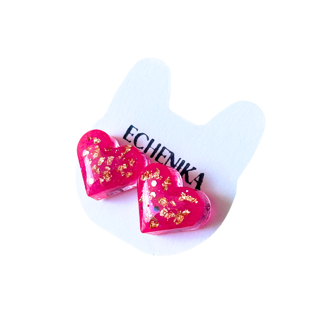 Aretes Corazón Rosa