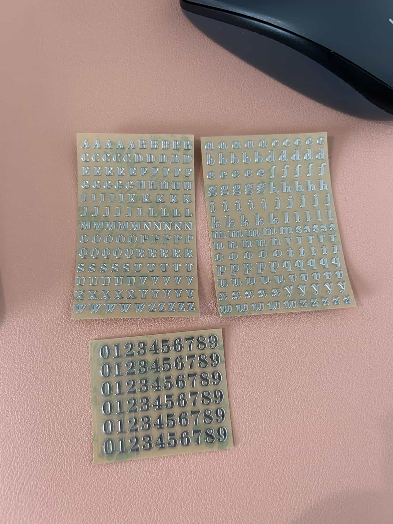 Etiquetas de letras 3mm plateadas