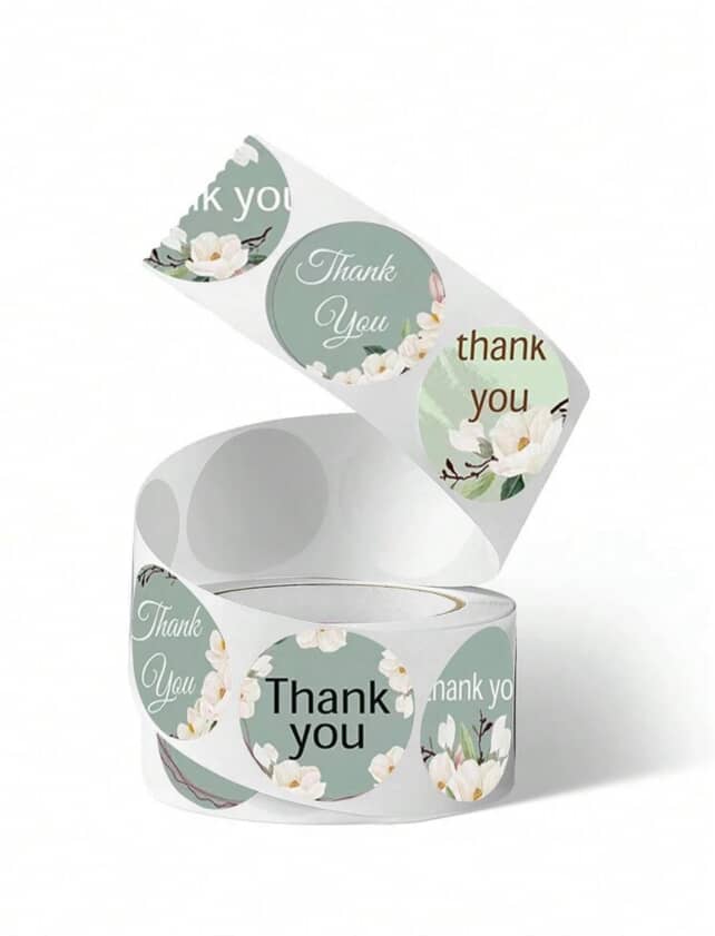 Etiquetas adhesivas 'Thank you' verde