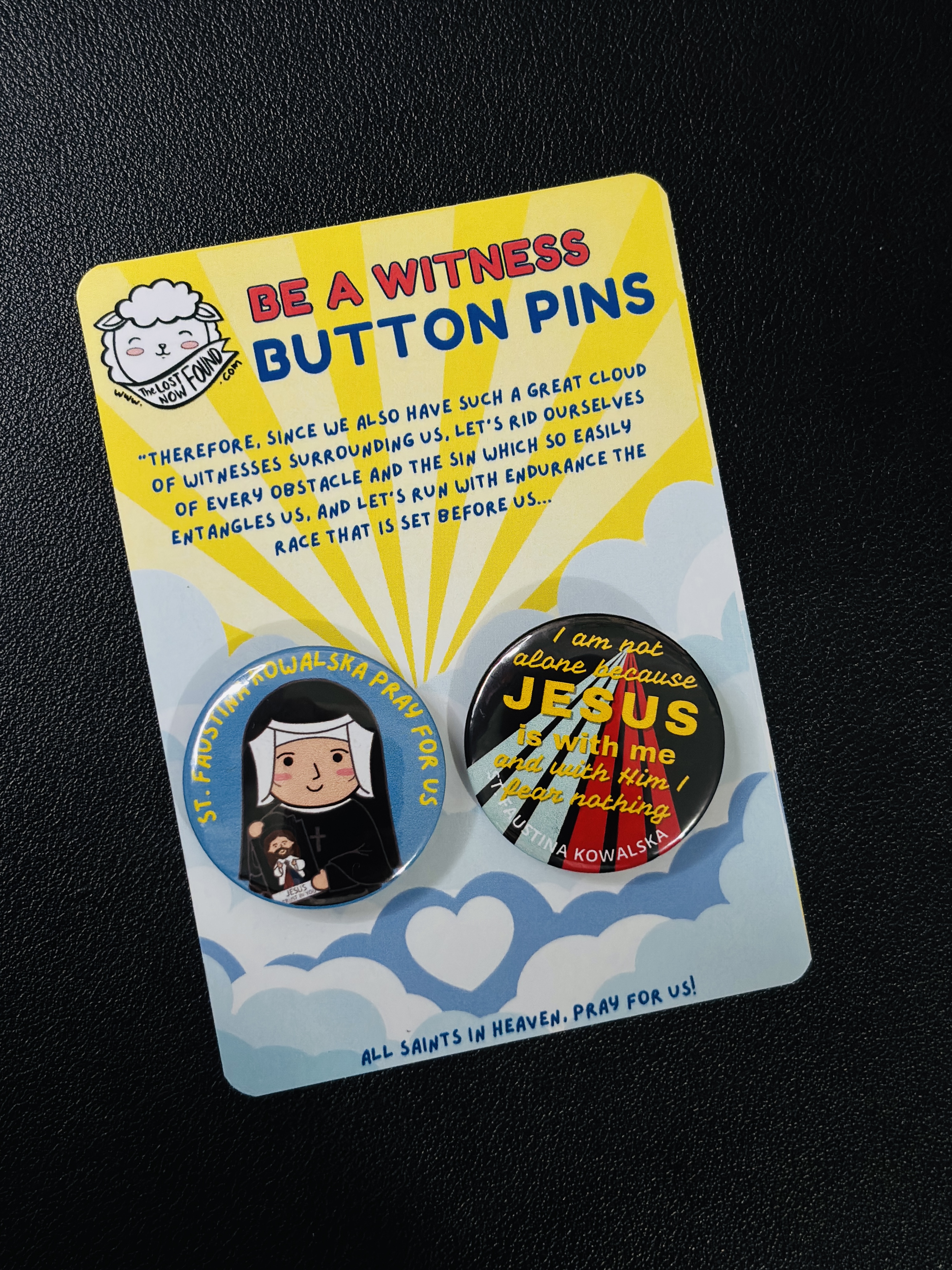 St. Faustina Kowalska Button Pins 1 set (2 pcs)