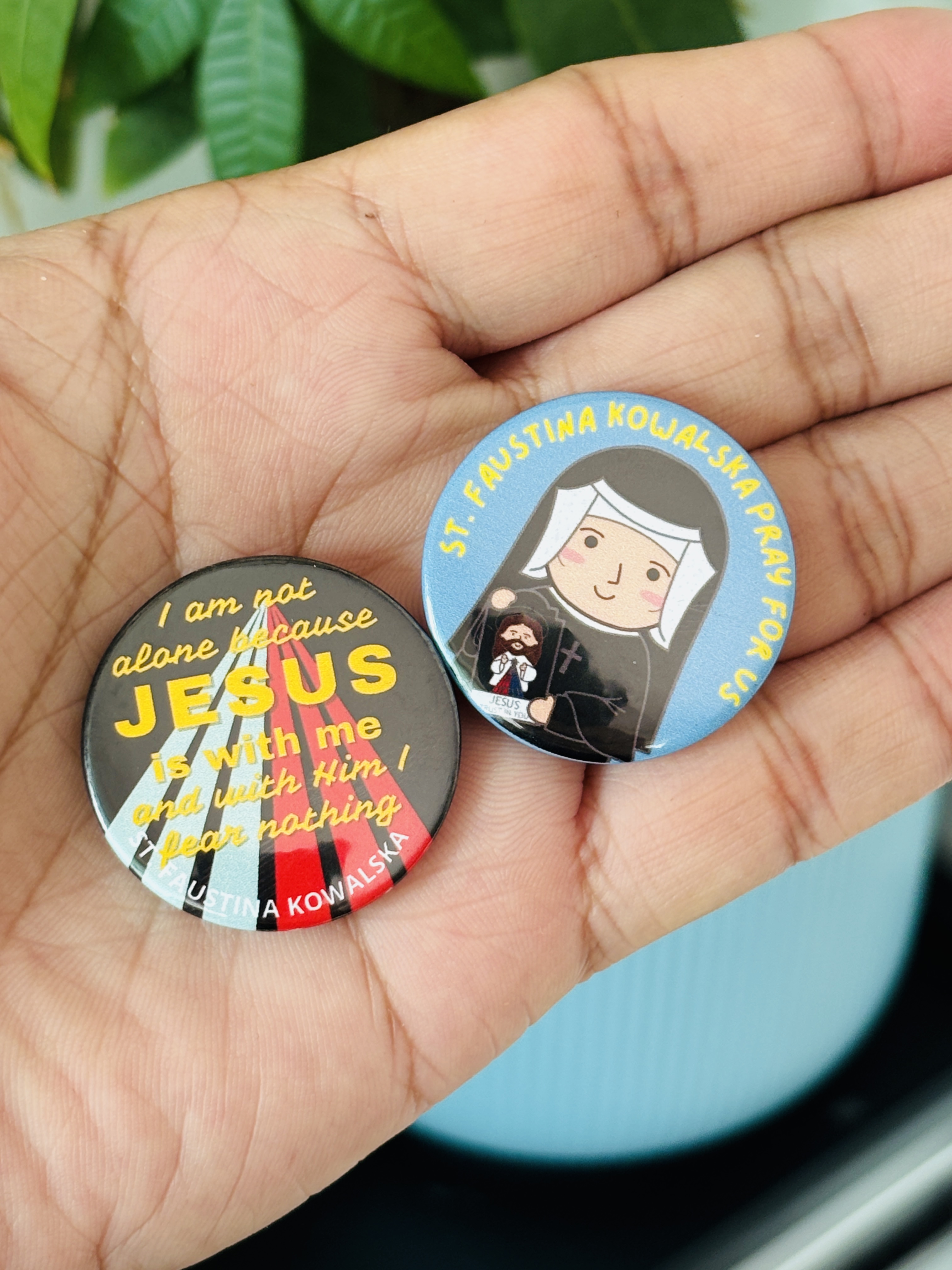 St. Faustina Kowalska Button Pins 1 set (2 pcs)