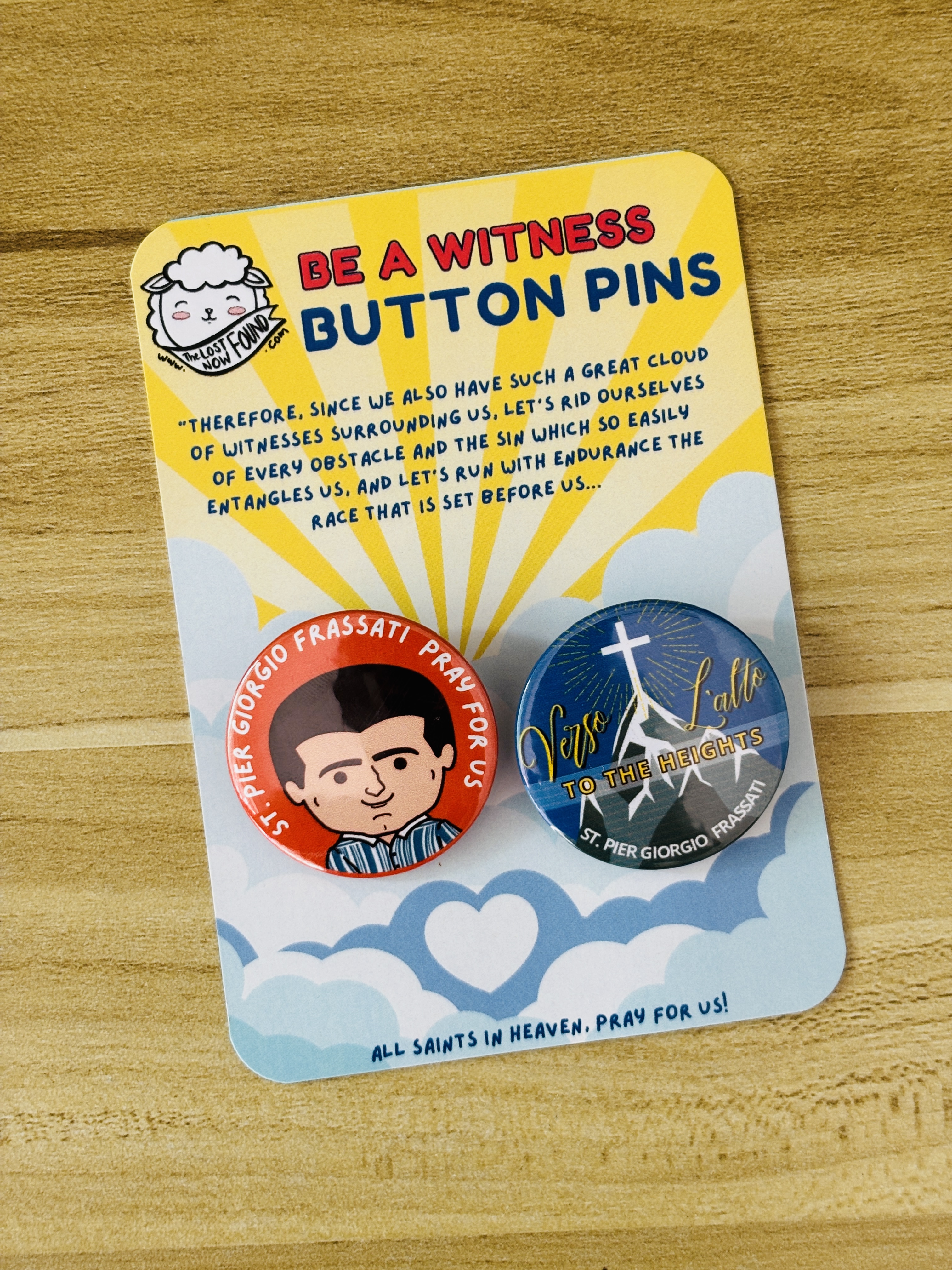 St Pier Giorgio Frassati Button pins 1 set (2 pcs)