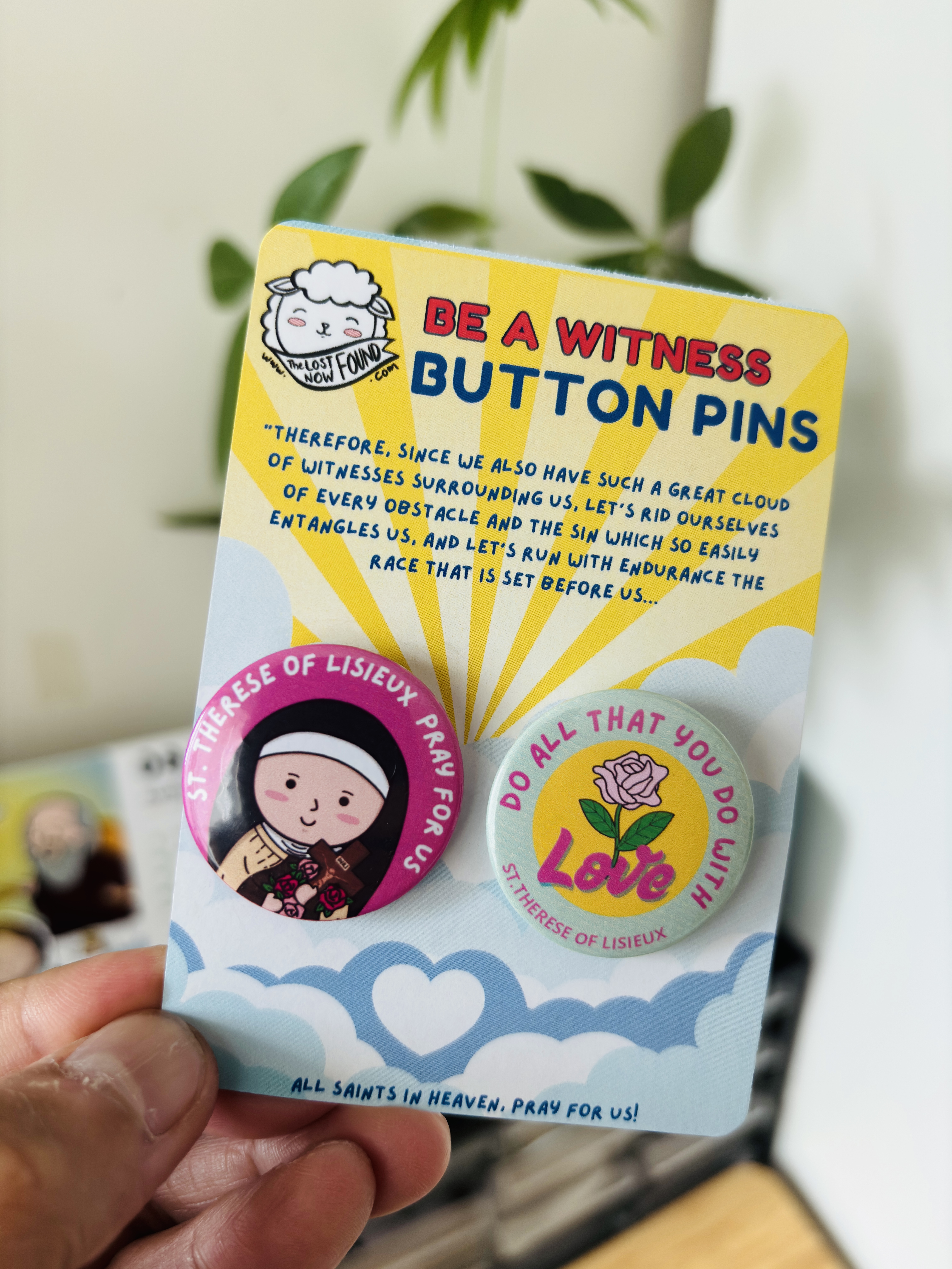 St. Therese of Lisieux Button Pins, 1 set (2 pcs)