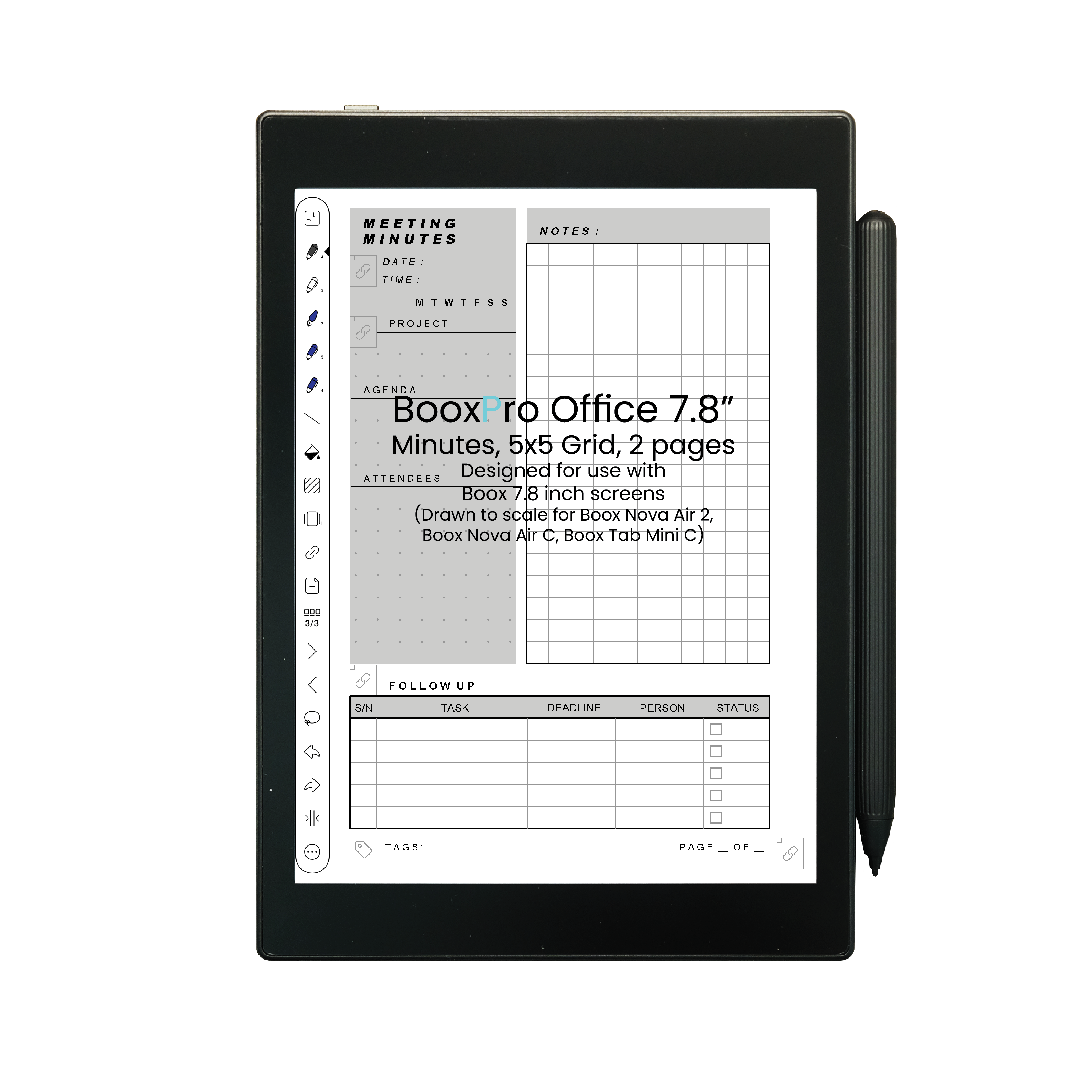 BooxPro Office 7.8" Minutes 5x5 Grid