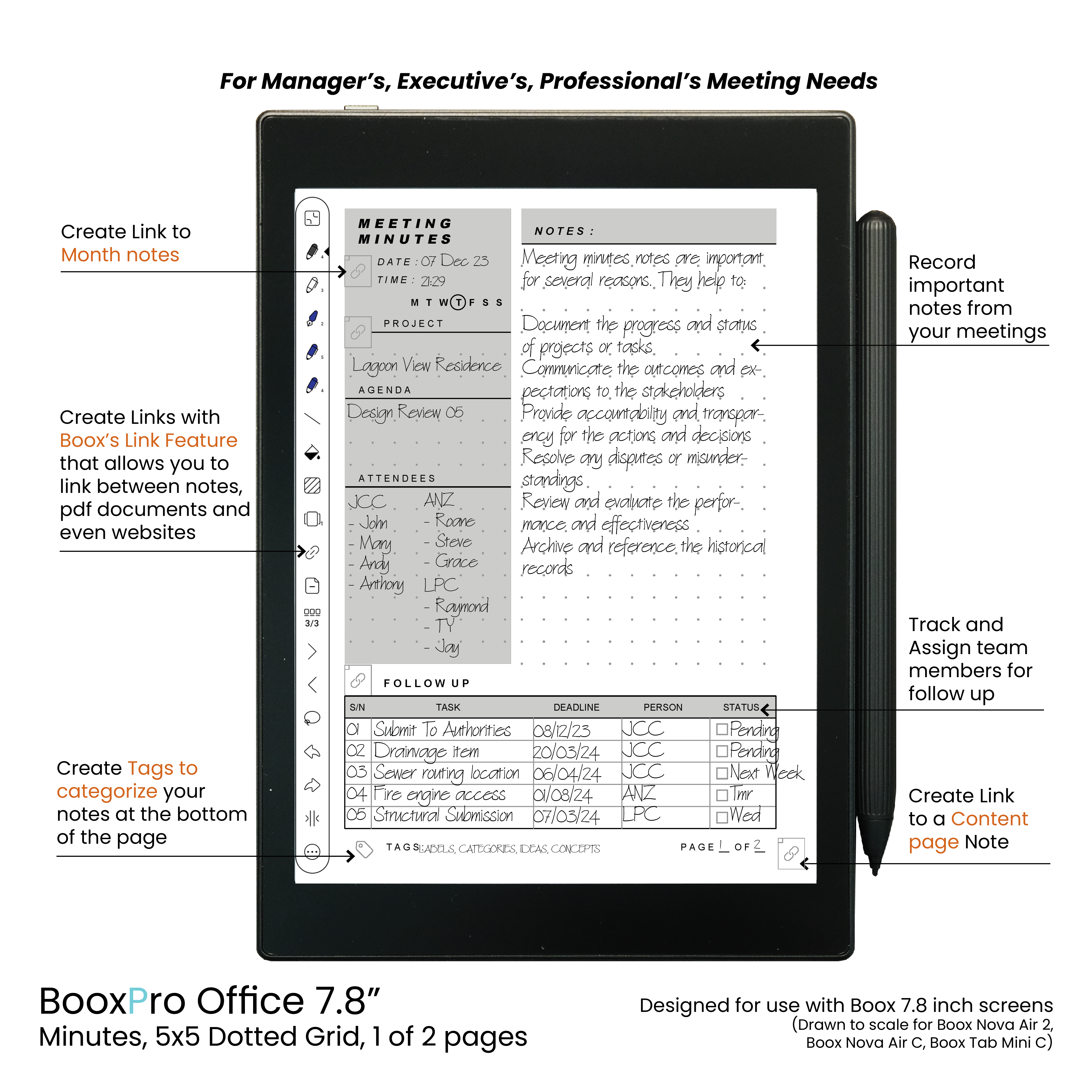 BooxPro Office 7.8" 4-in-1 Bundle